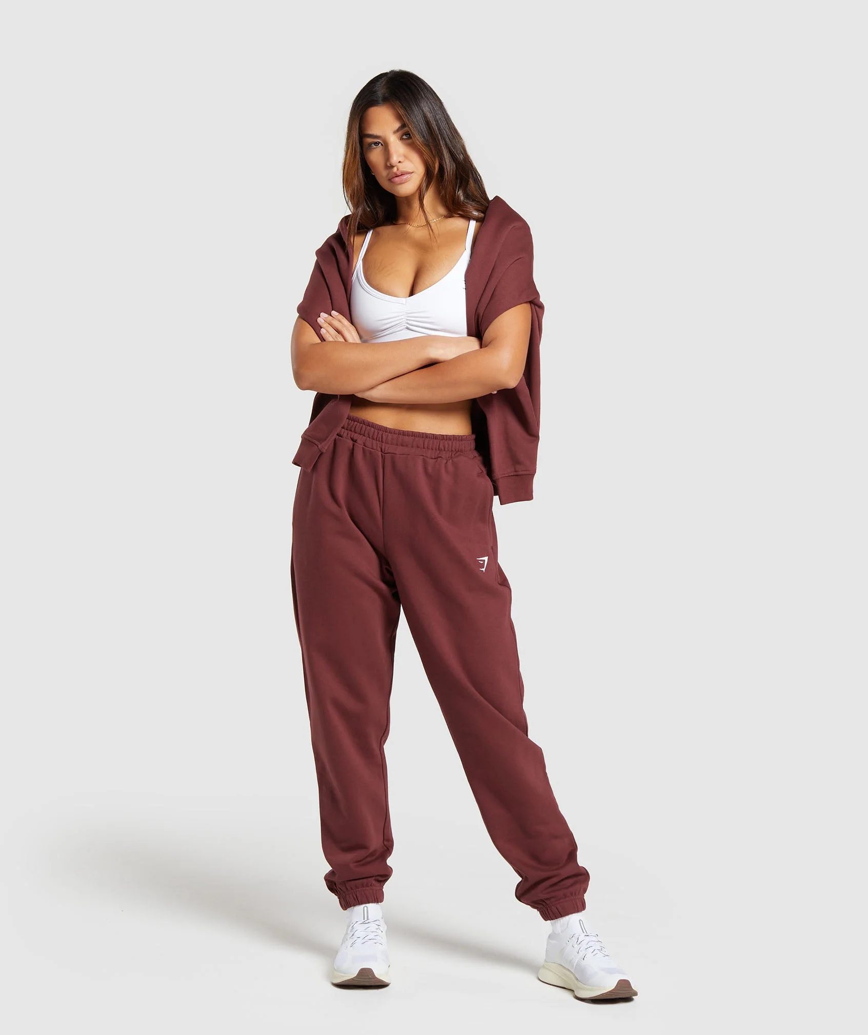 Gymshark Training Regular Fleece Joggers - Burgundy Brown - Image 4