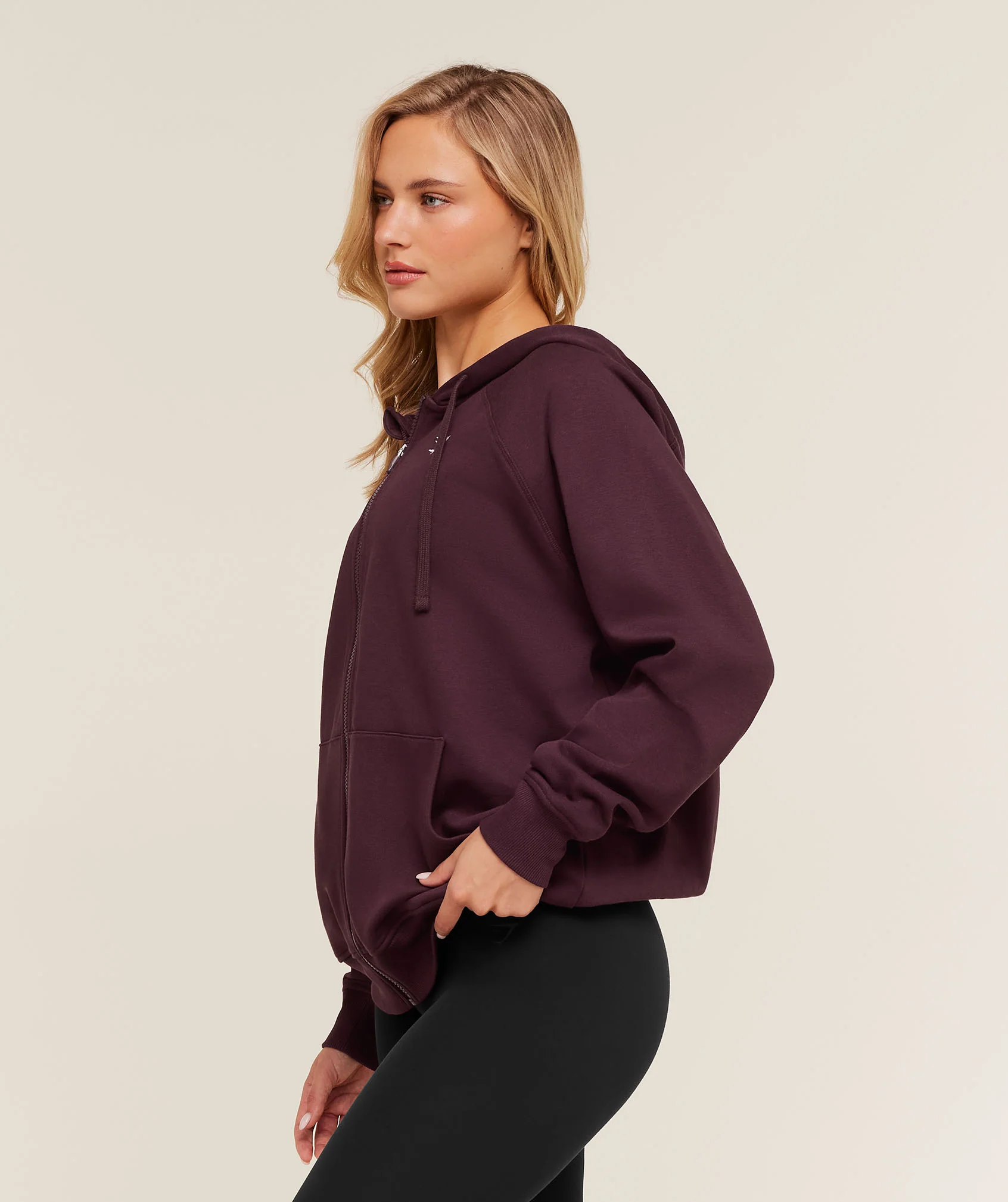 Gymshark Training Fleece Oversized Zip Hoodie - GS Cherry Purple - Image 3
