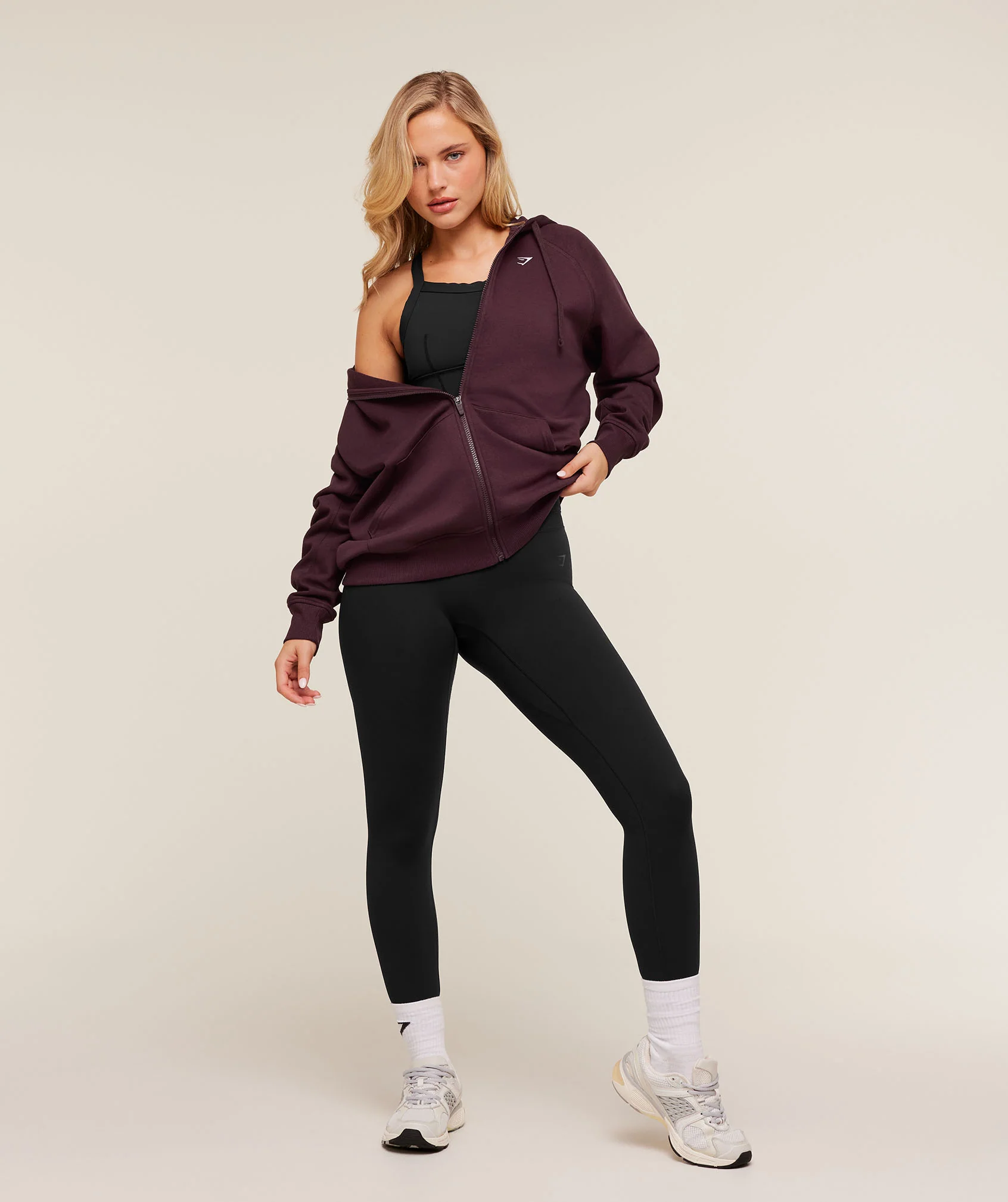 Gymshark Training Fleece Oversized Zip Hoodie - GS Cherry Purple - Image 4