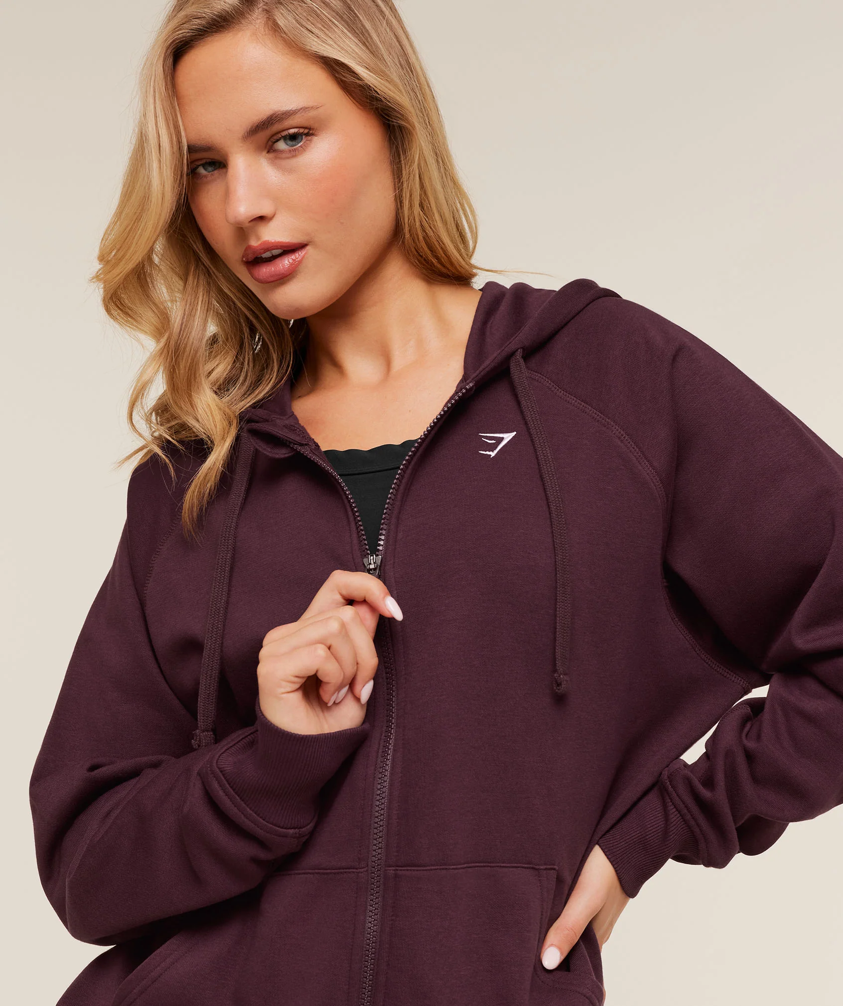Gymshark Training Fleece Oversized Zip Hoodie - GS Cherry Purple - Image 5