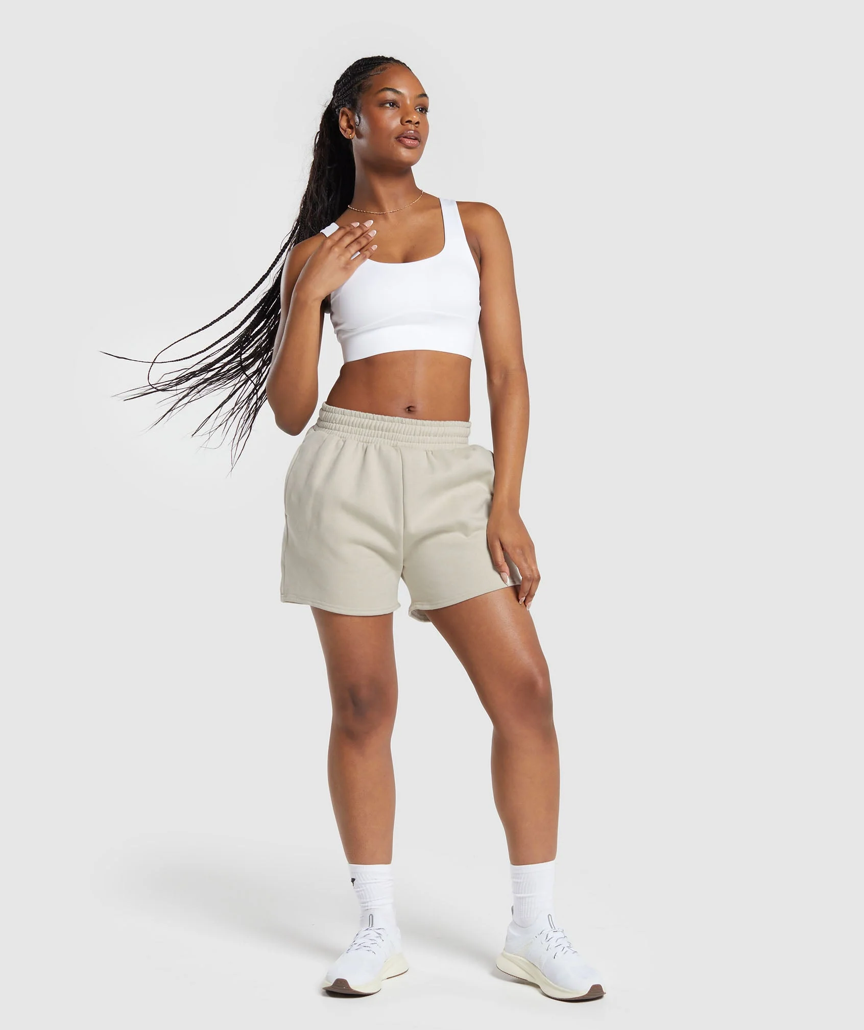Gymshark Training Fleece Shorts - Pebble Grey - Image 4