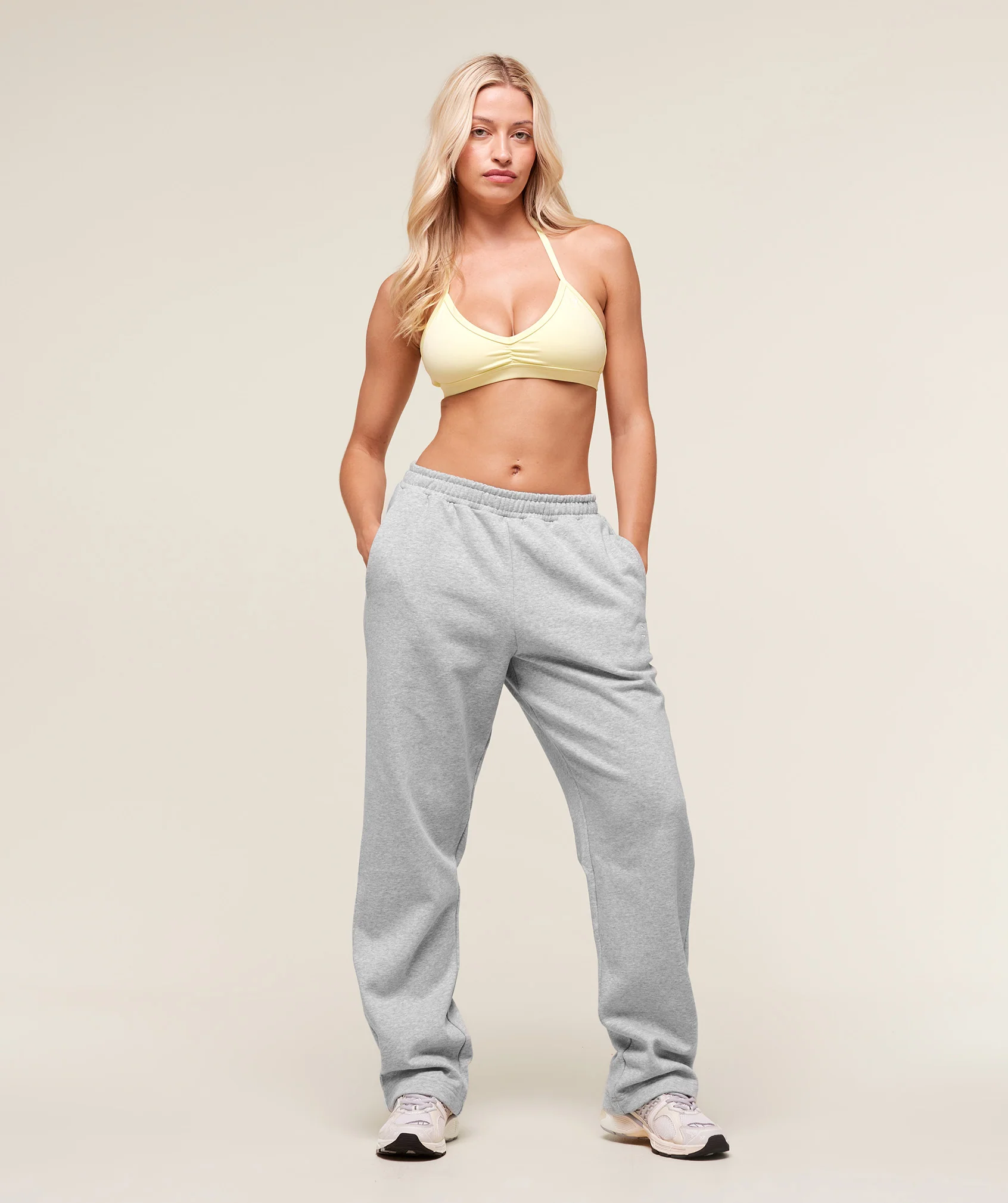 Gymshark Training Fleece Straight Leg Regular Joggers - Light Grey Core Marl