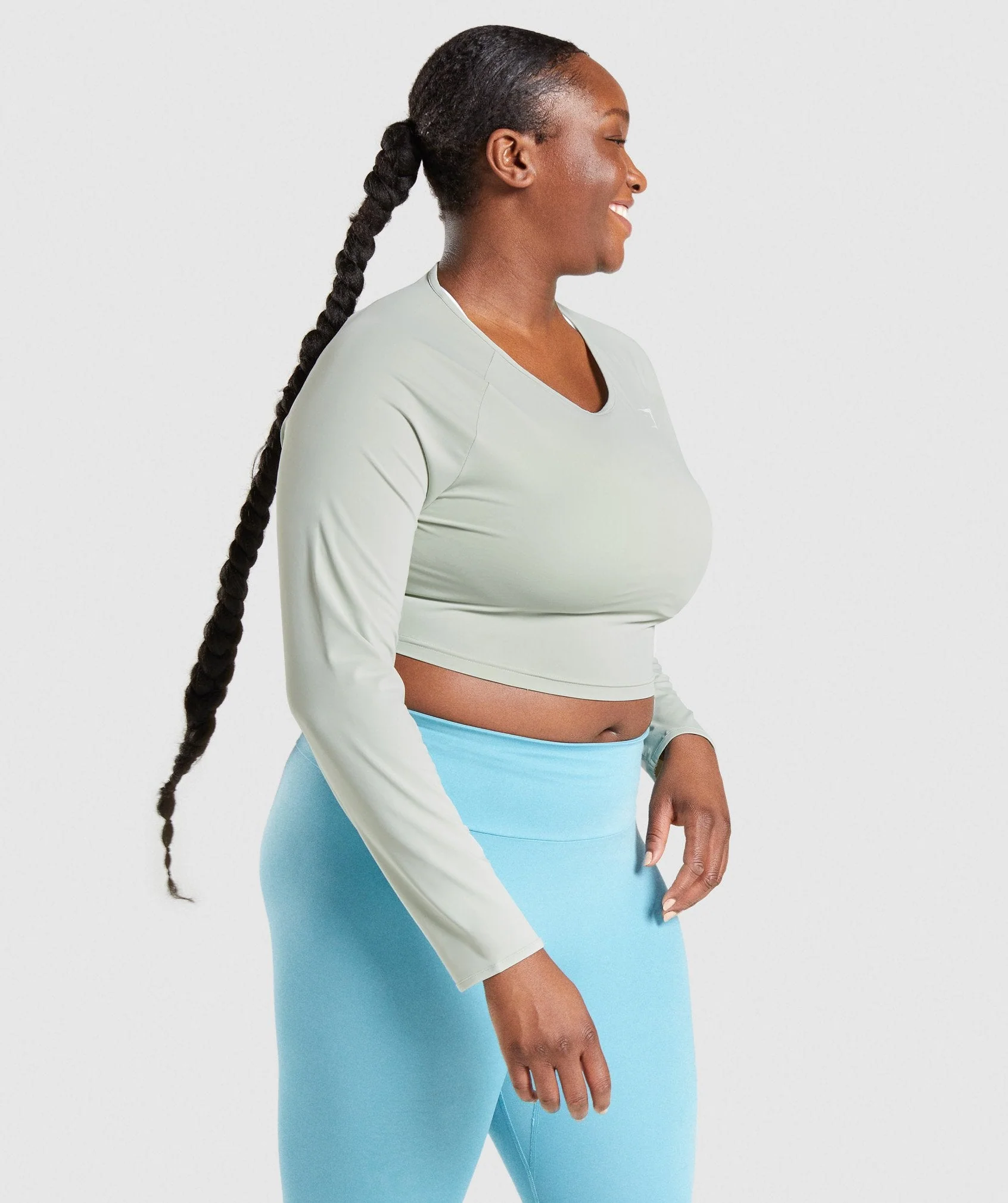 Gymshark Training Long Sleeve Crop Top - Light Green - Image 3