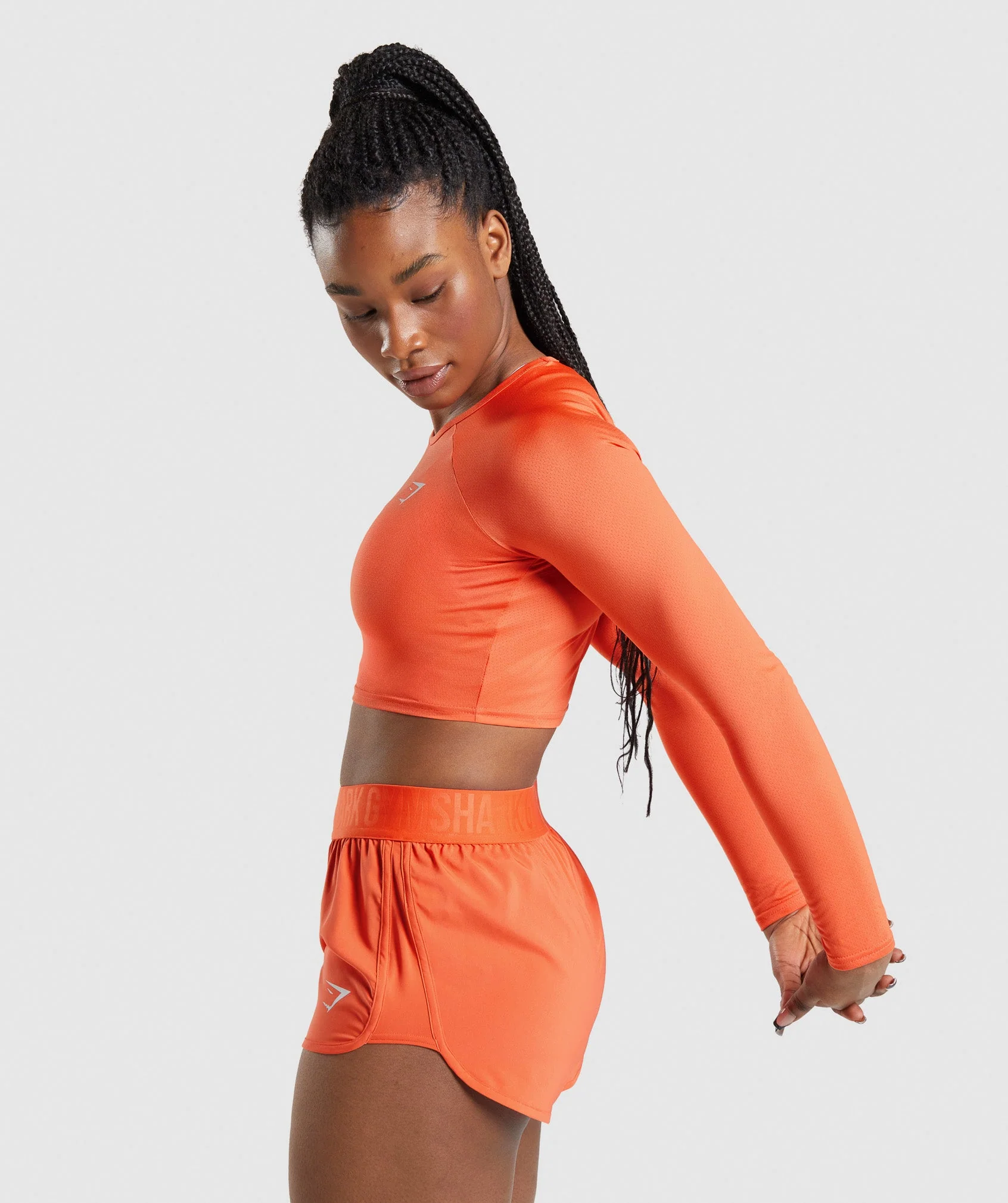 Gymshark Training Long Sleeve Crop Top - Papaya Orange - Image 3