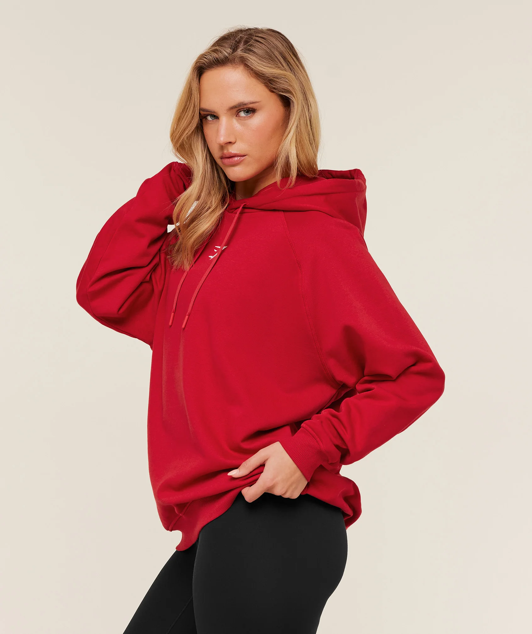 Gymshark Training Oversized Fleece Hoodie - Carmine Red - Image 3