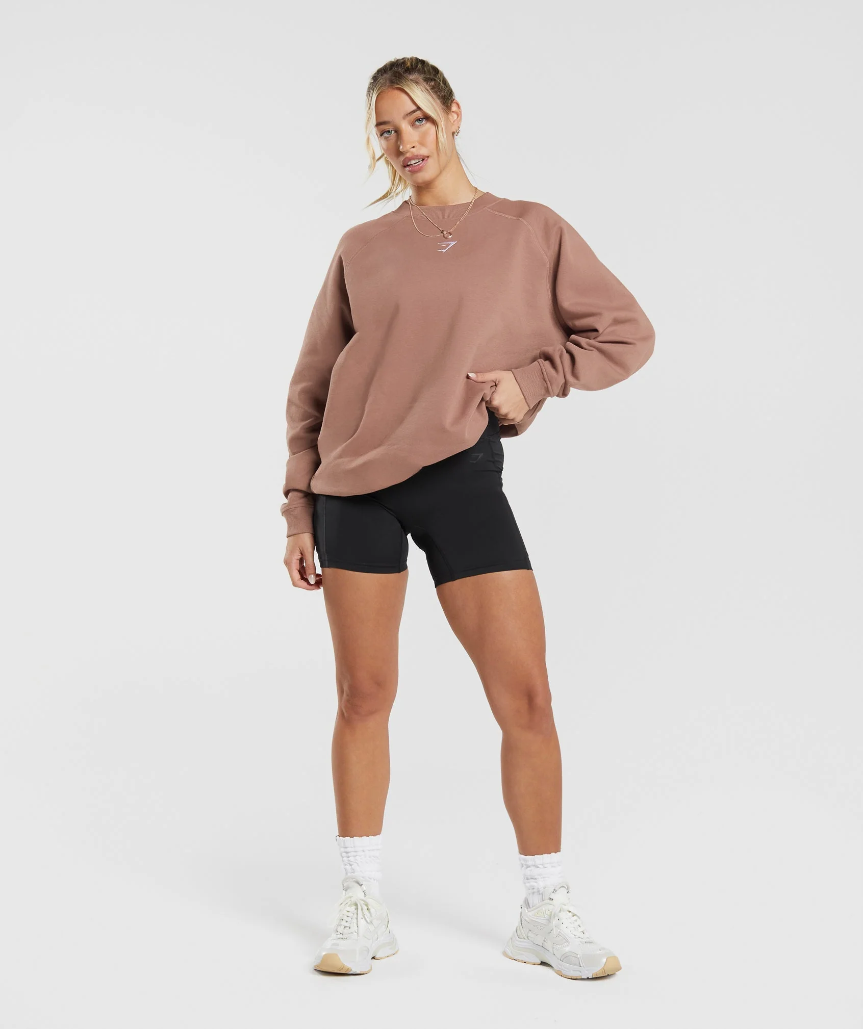Gymshark Training Oversized Fleece Sweatshirt - Taupe Brown - Image 3