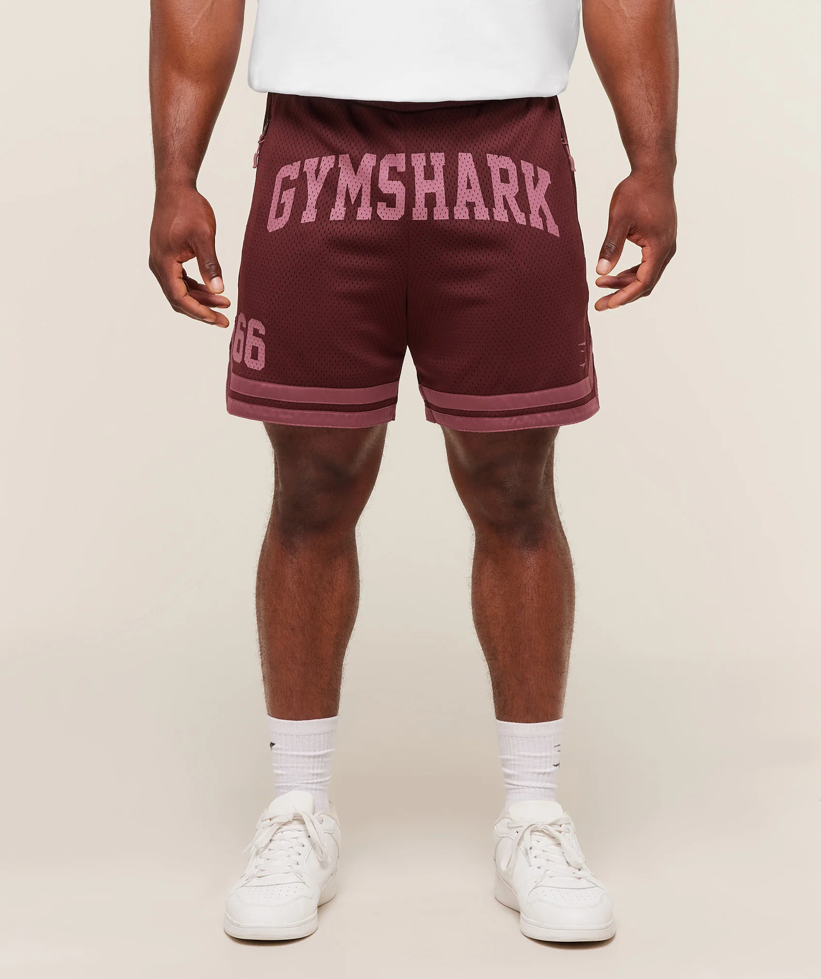 Gymshark Campus Mesh Shorts - Rich Maroon/Reset Pink