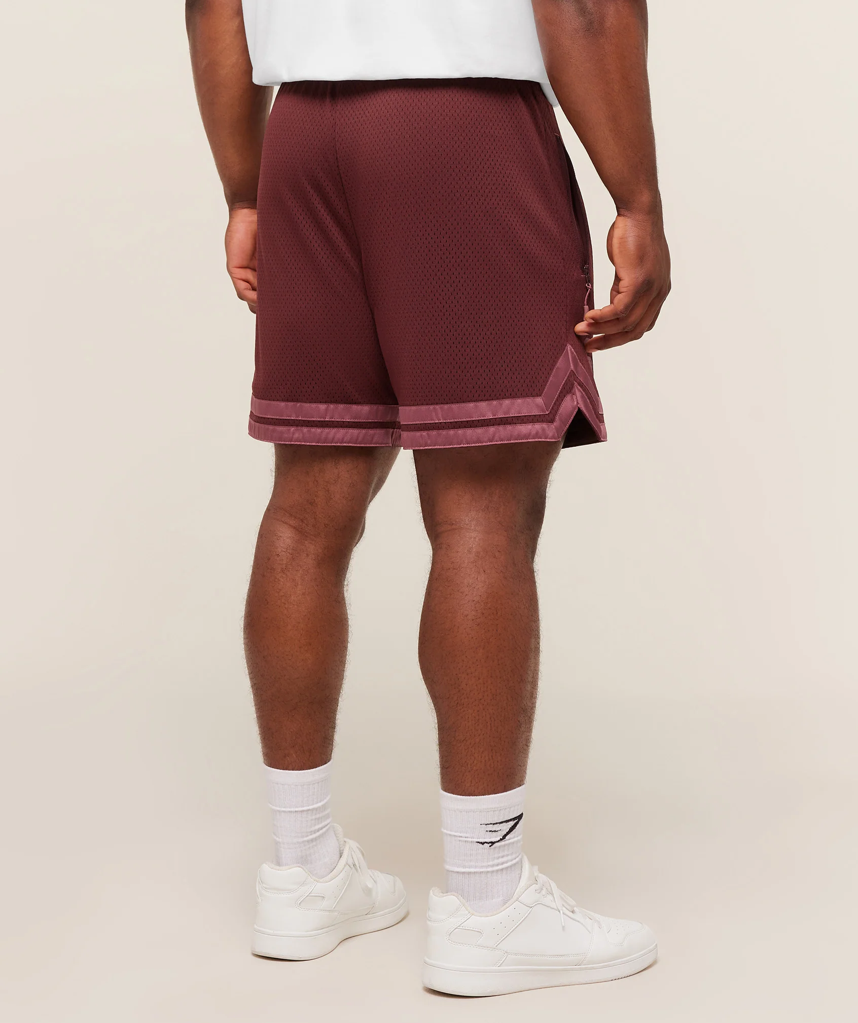 Gymshark Campus Mesh Shorts - Rich Maroon/Reset Pink - Image 2