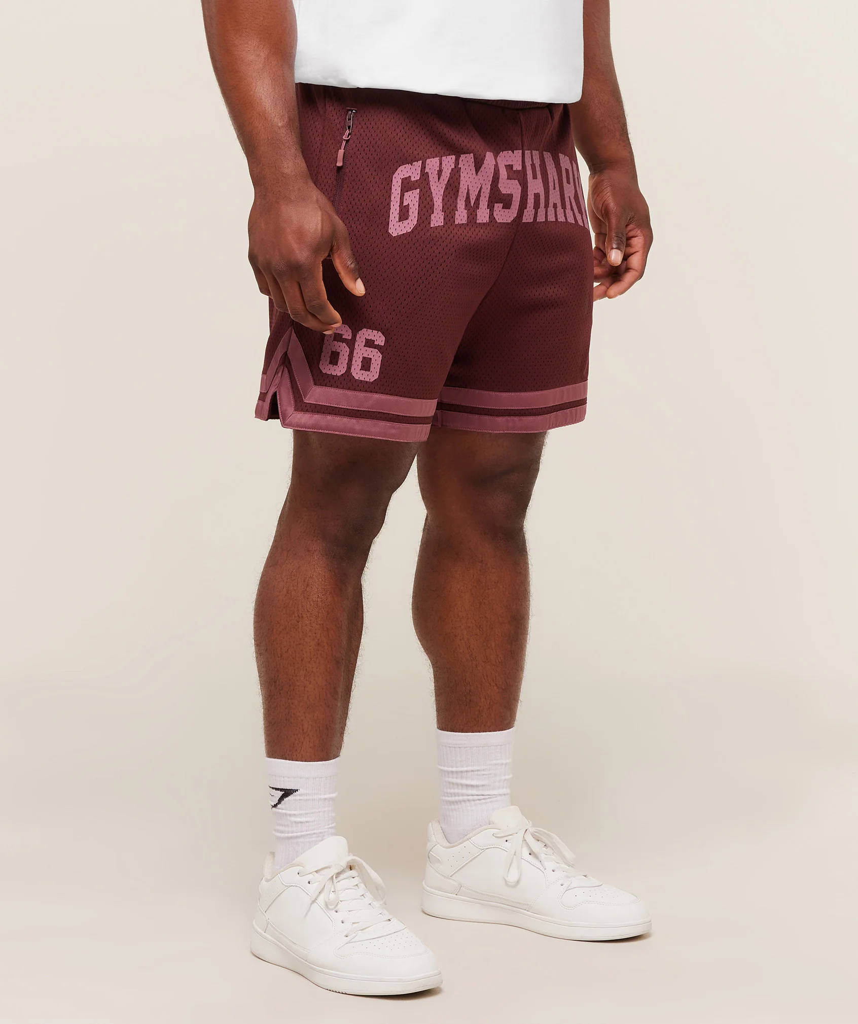Gymshark Campus Mesh Shorts - Rich Maroon/Reset Pink - Image 3