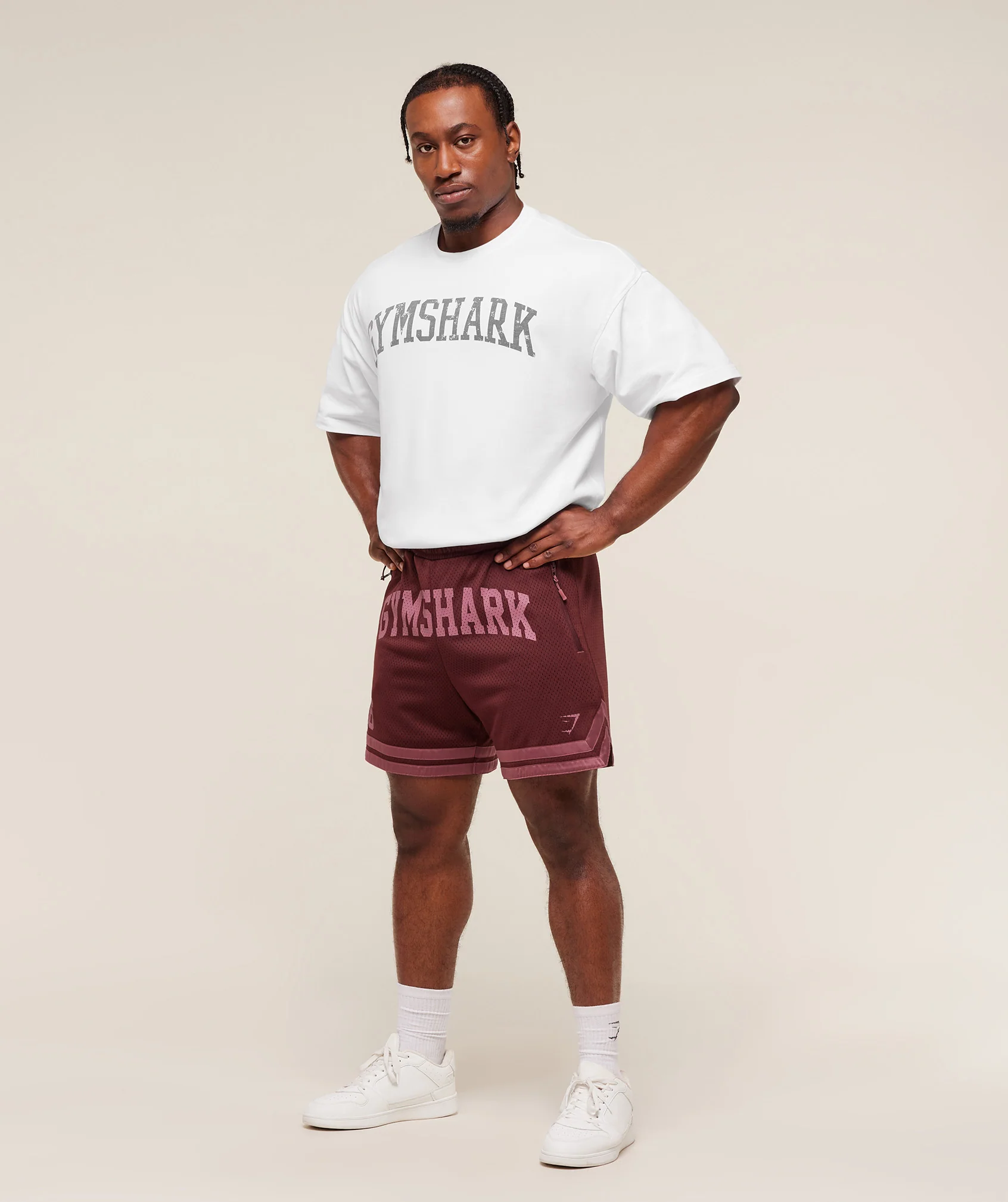 Gymshark Campus Mesh Shorts - Rich Maroon/Reset Pink - Image 4