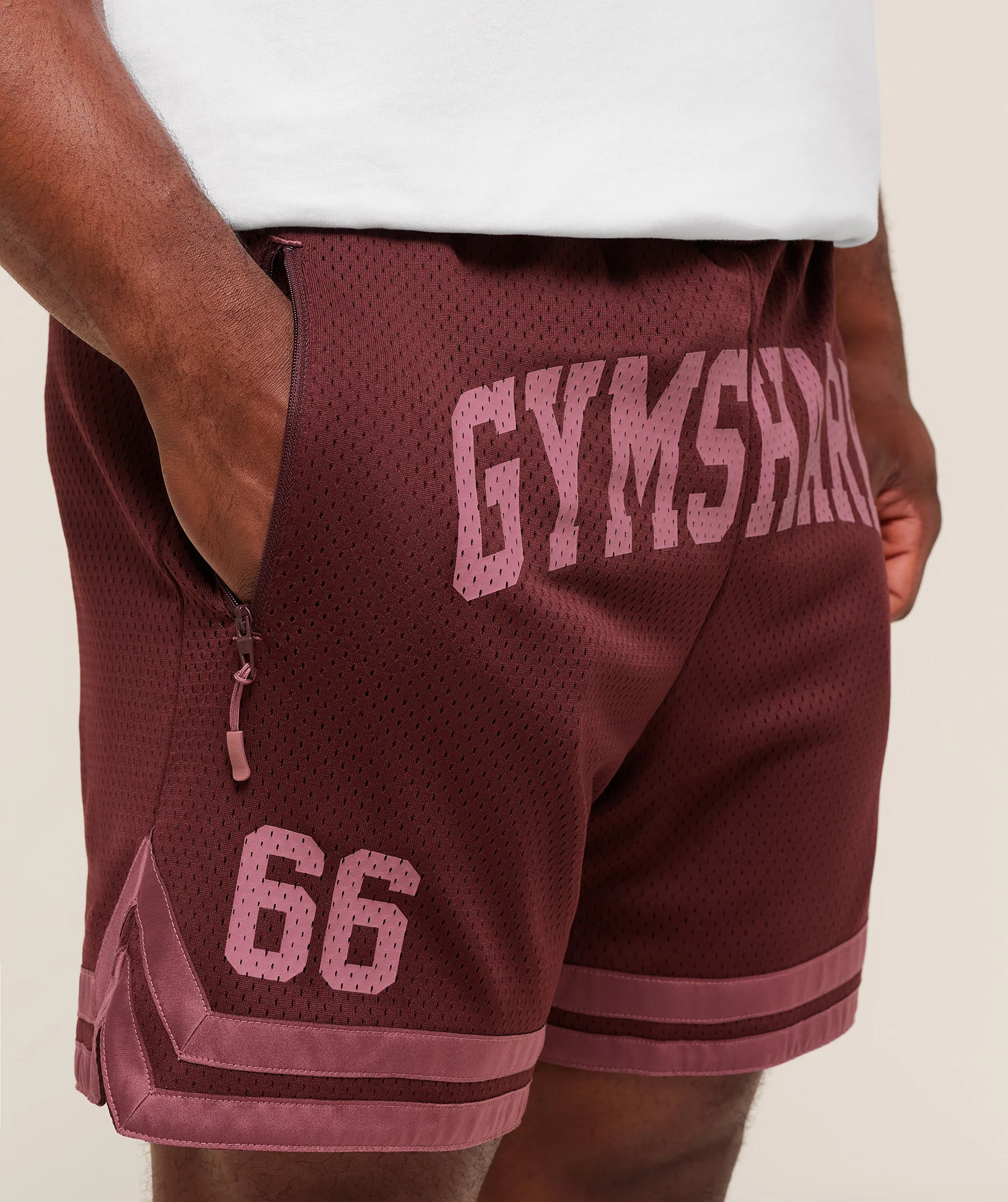 Gymshark Campus Mesh Shorts - Rich Maroon/Reset Pink - Image 5