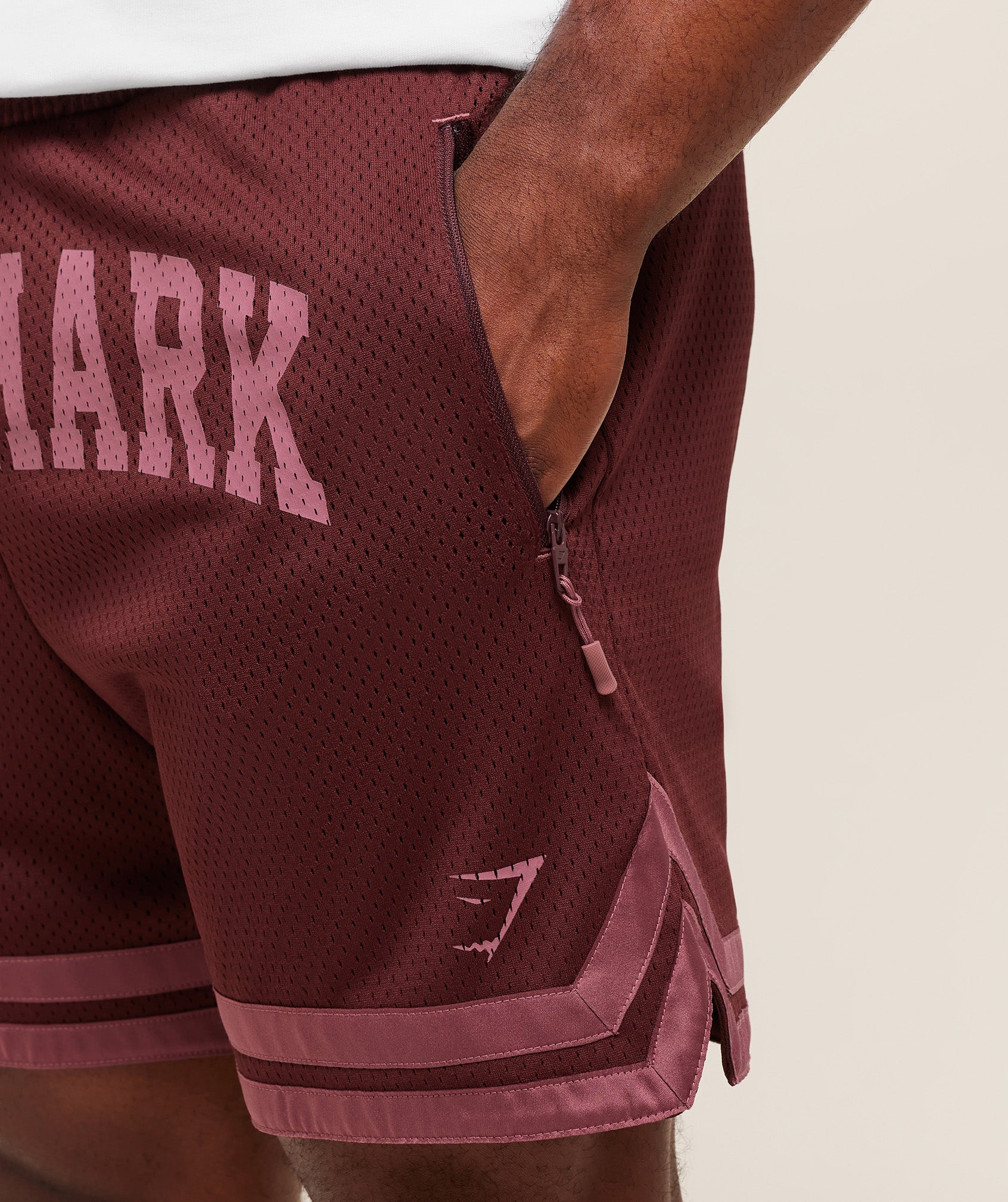 Gymshark Campus Mesh Shorts - Rich Maroon/Reset Pink - Image 6