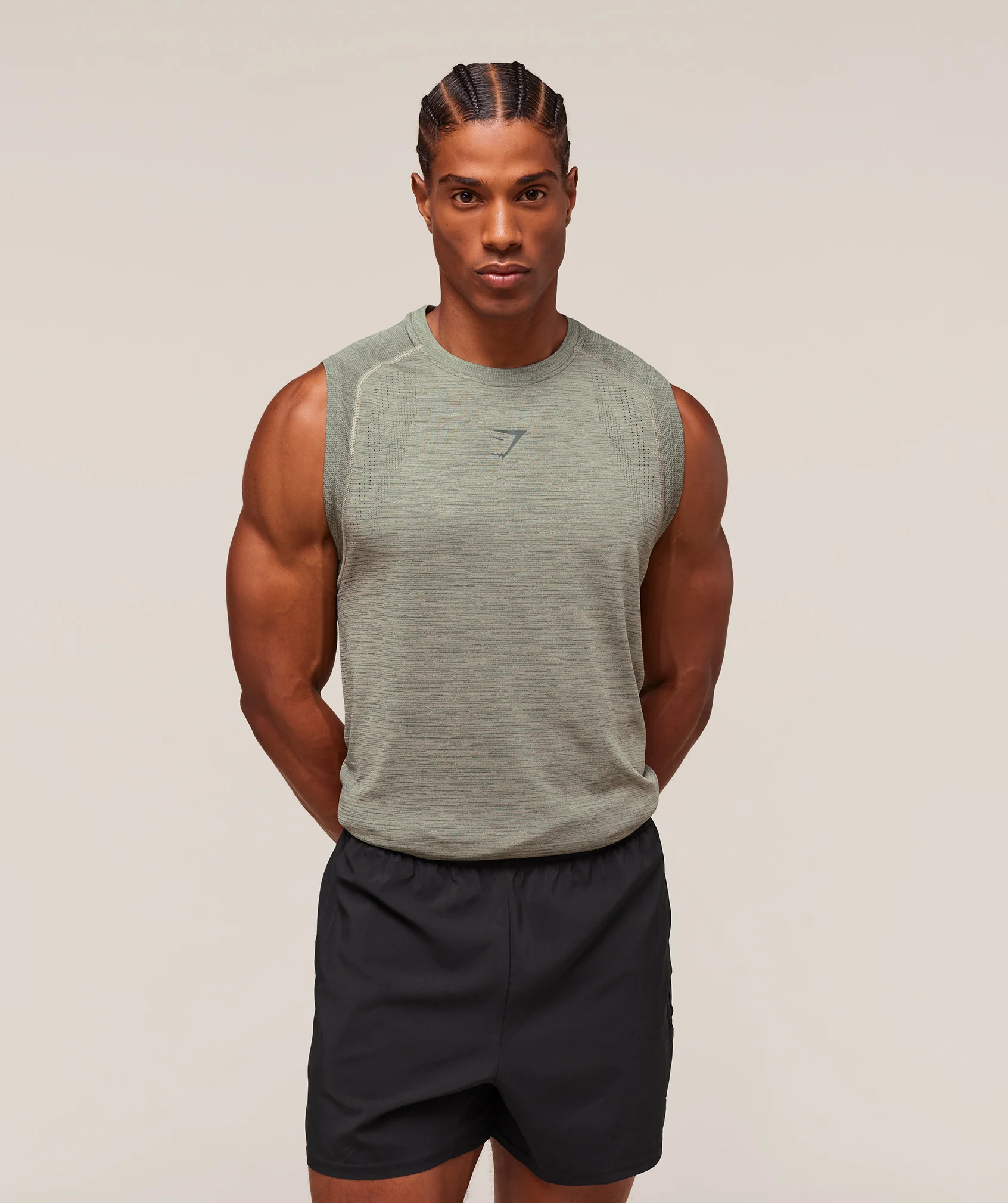 Gymshark Versatile Seamless Tank - Chalk Green/Slate Teal