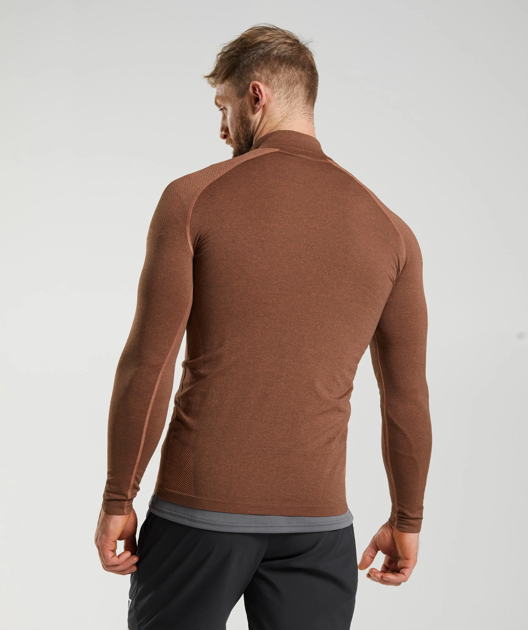 Gymshark Vital 1/4 Zip - Persimmon Red/Truffle Brown - Image 2