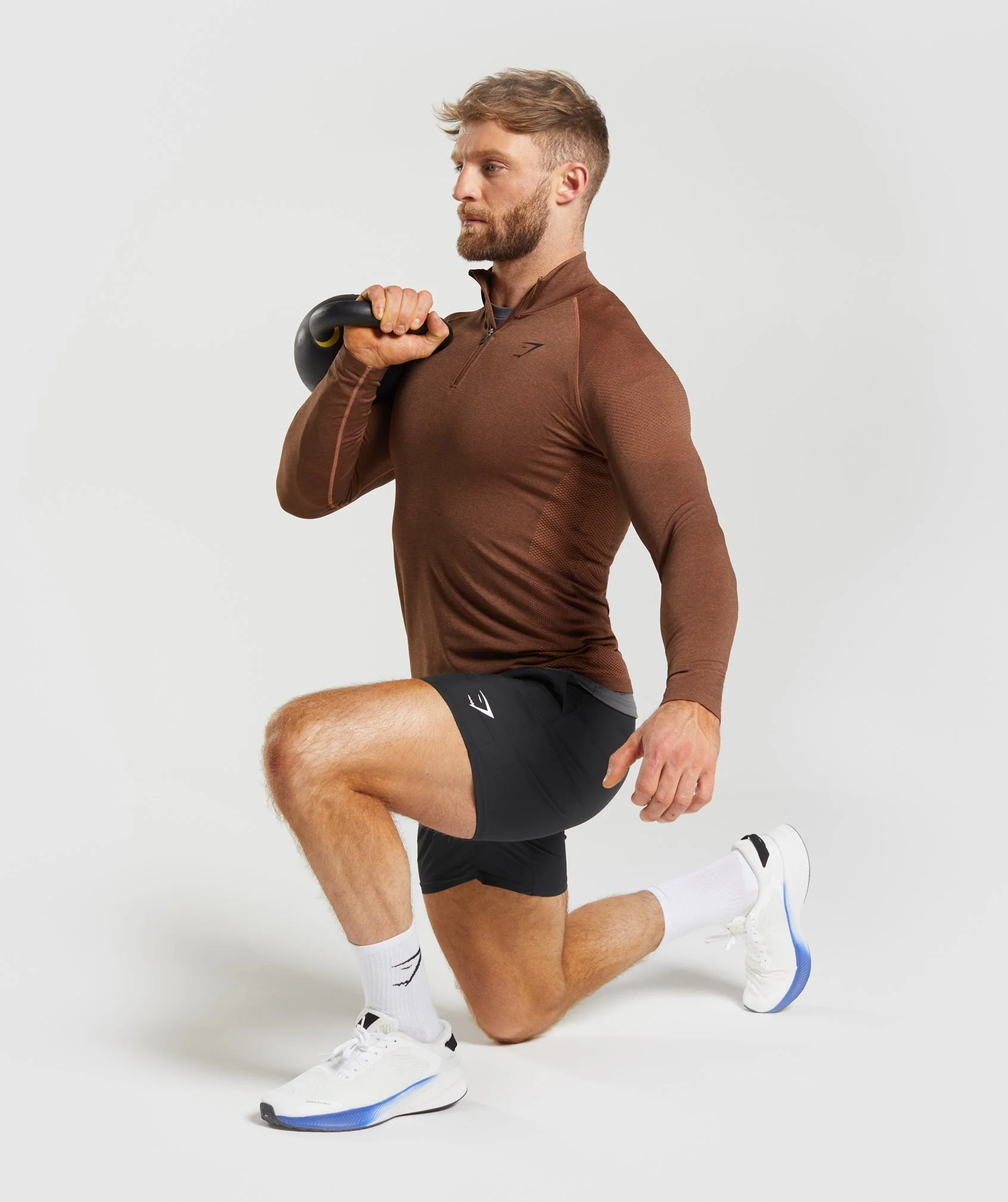 Gymshark Vital 1/4 Zip - Persimmon Red/Truffle Brown - Image 4