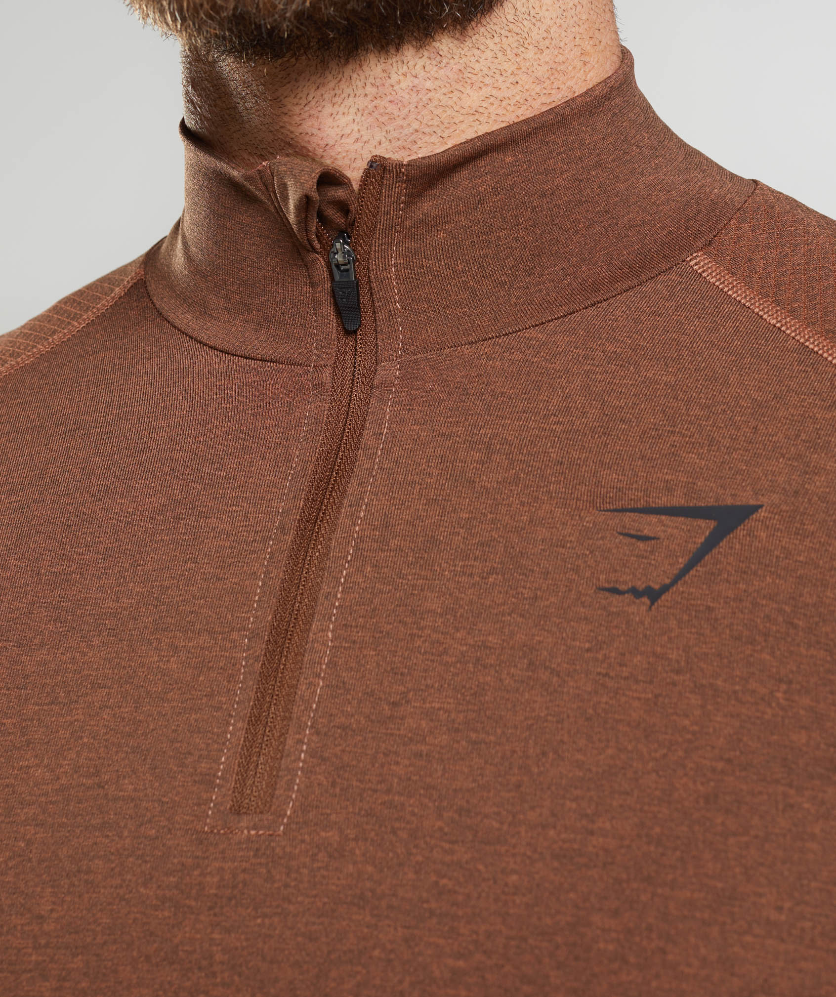 Gymshark Vital 1/4 Zip - Persimmon Red/Truffle Brown - Image 5