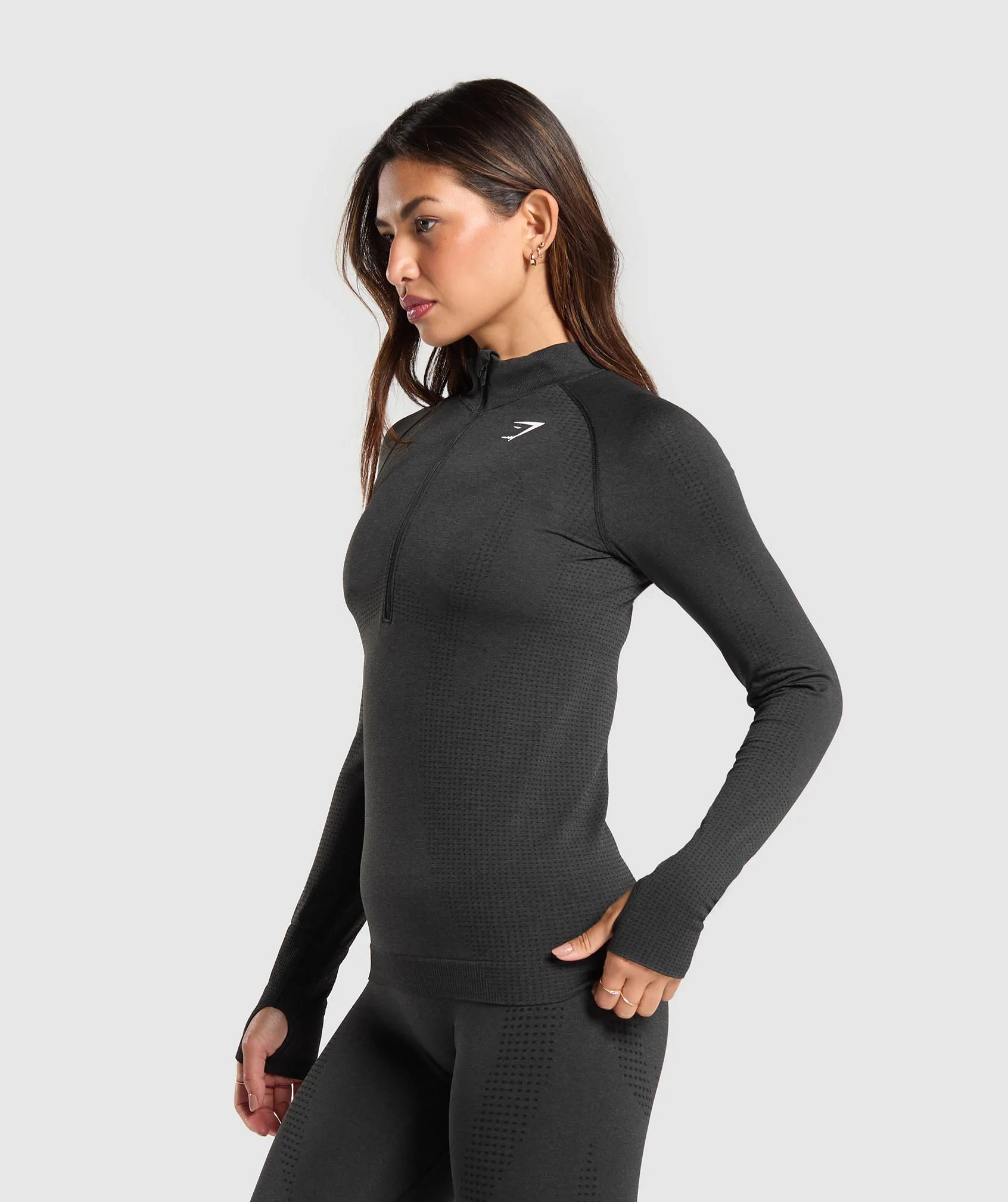 Gymshark Vital 1/2 Zip - Black Marl - Image 3