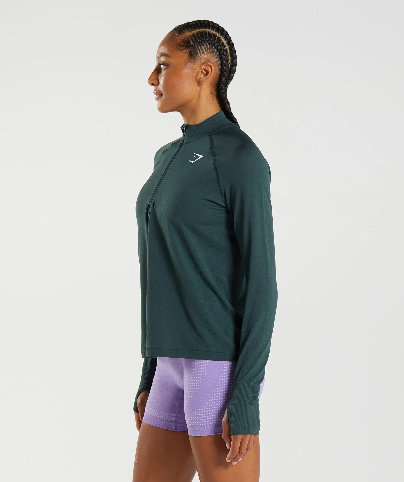 Gymshark Vital 1/2 Zip - Woodland Green Marl - Image 3