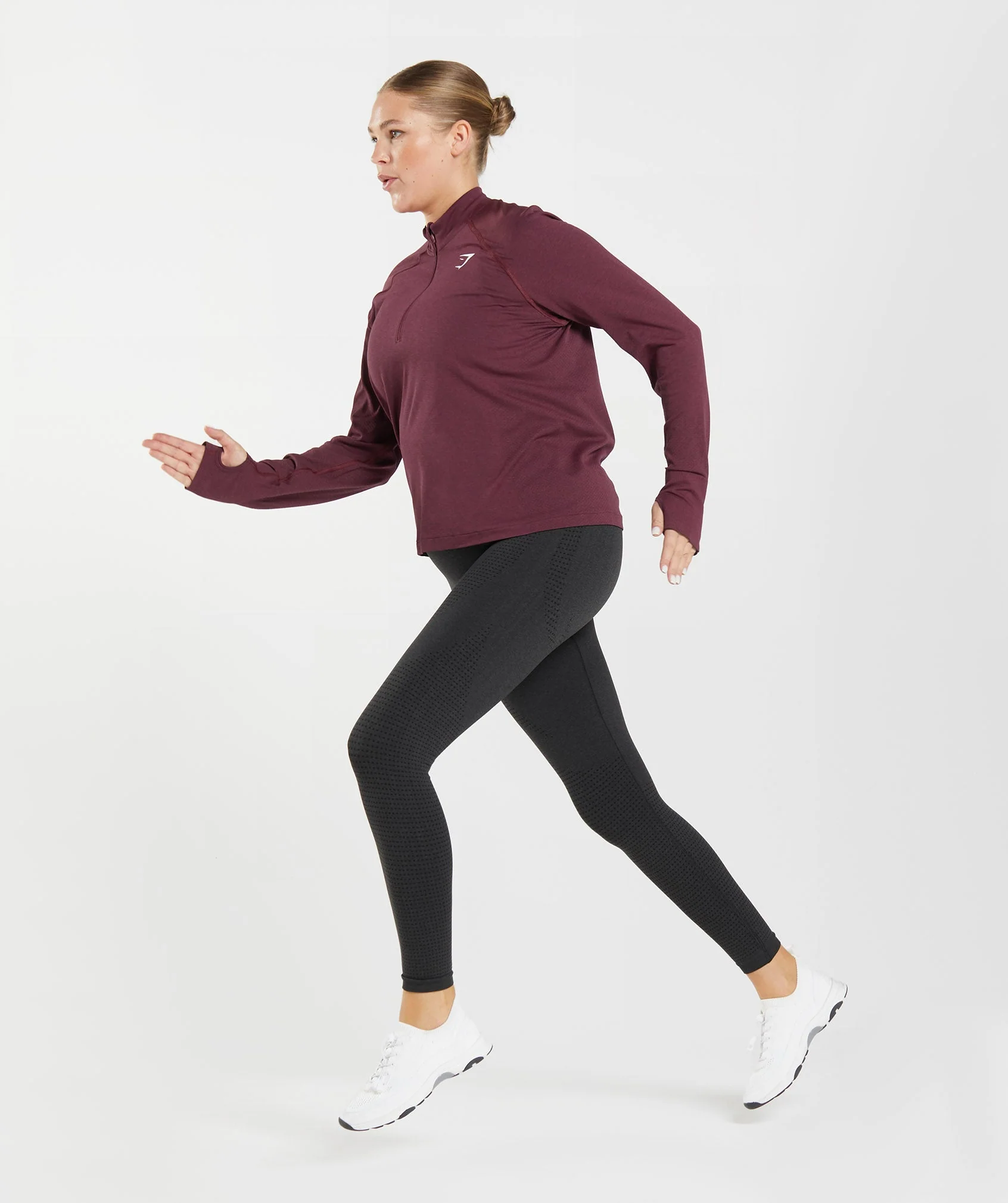 Gymshark Vital 1/2 Zip - Baked Maroon Marl - Image 4
