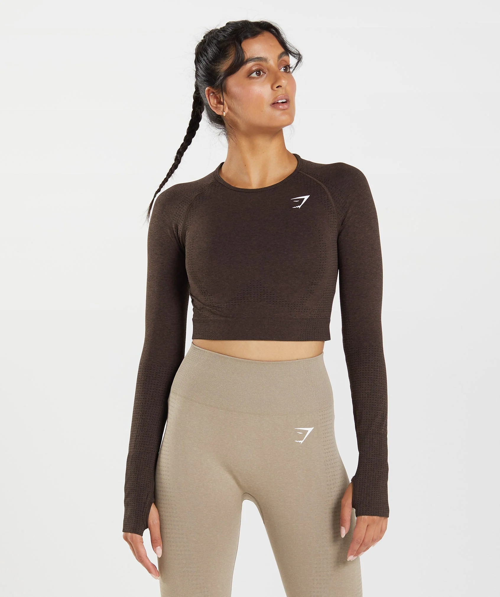 Gymshark Vital Crop Top - Cherry Brown Marl - Image 3
