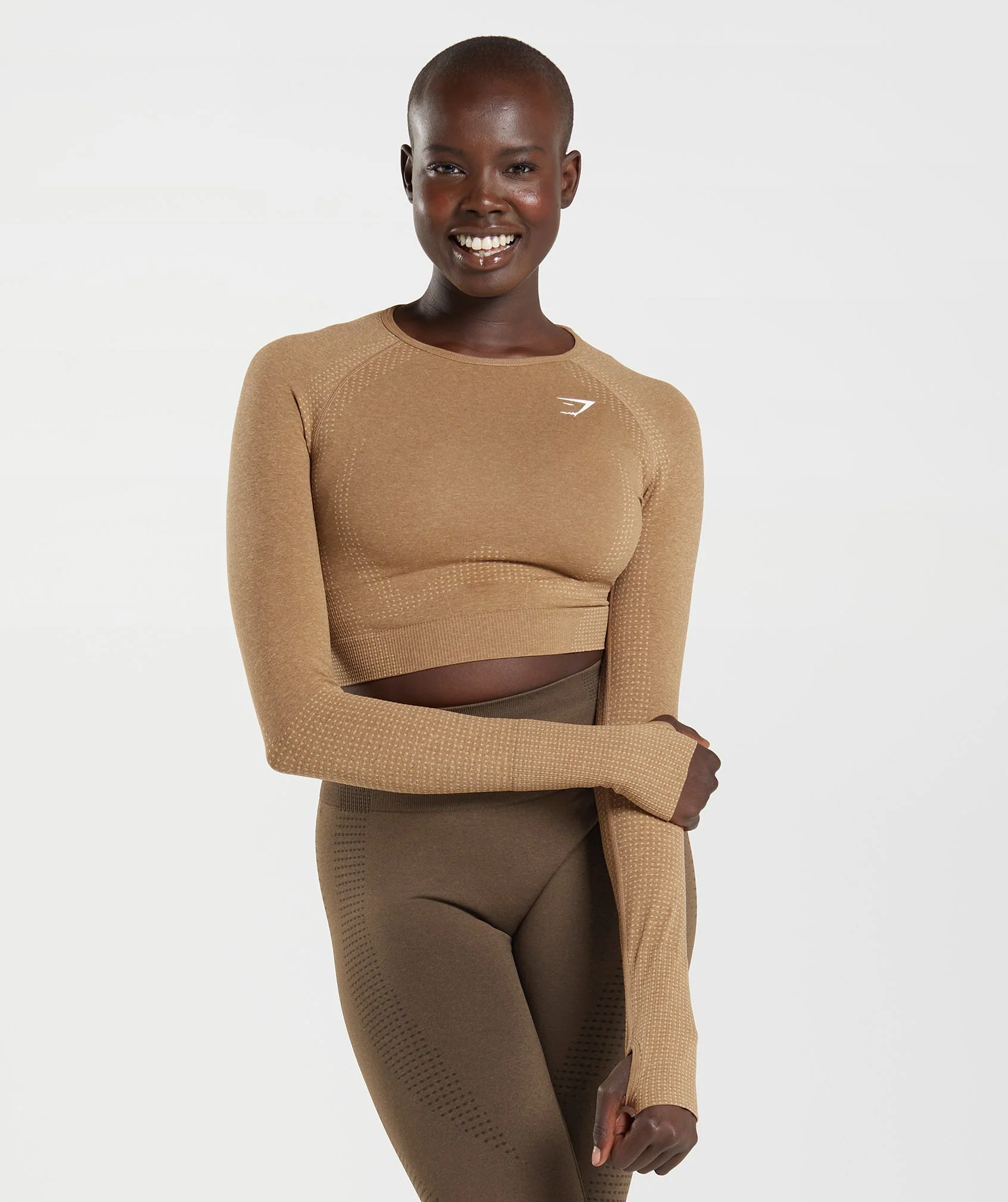 Gymshark Vital Crop Top - Fawn Marl - Image 3