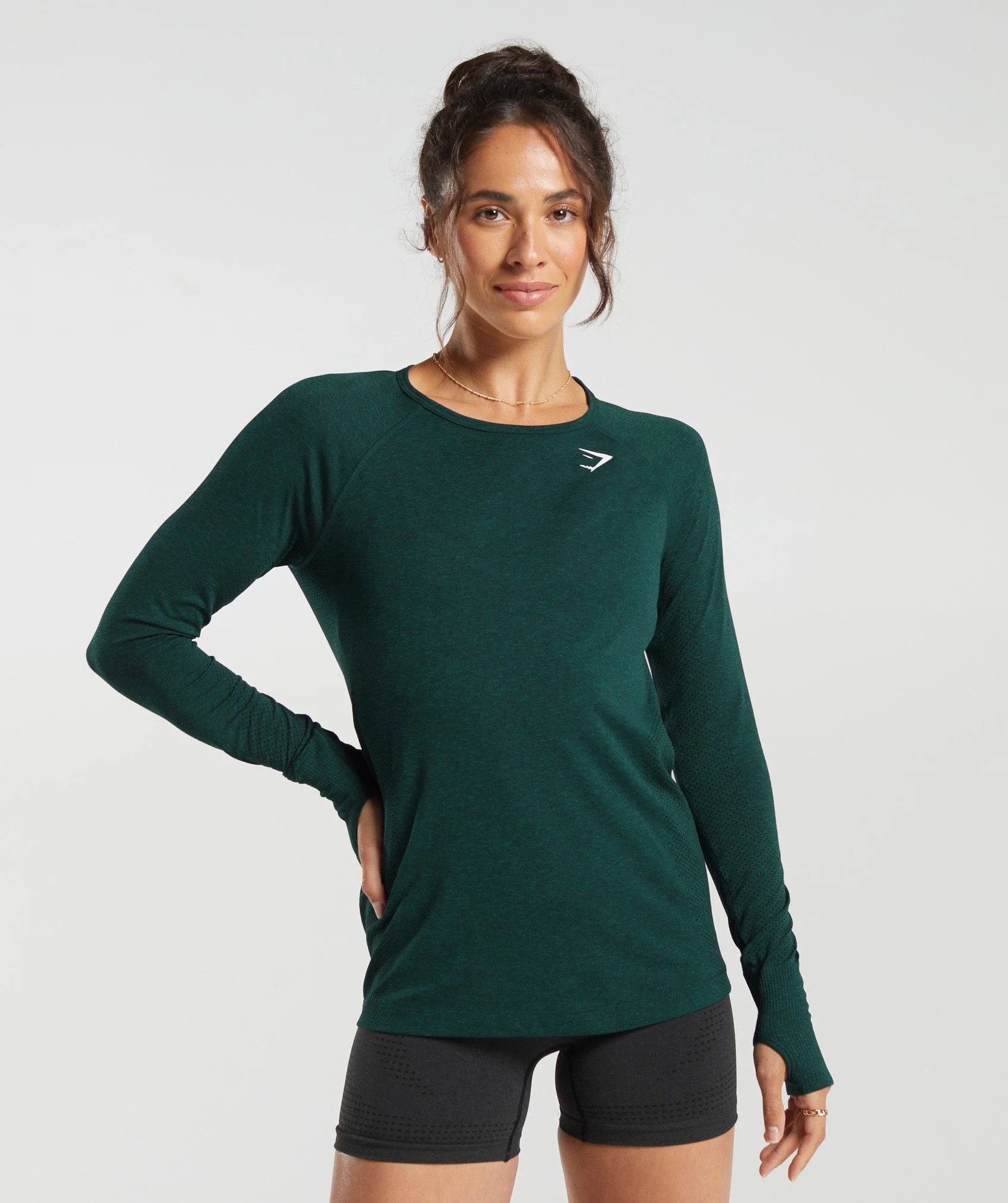 Gymshark Vital Seamless Light Long Sleeve Top - Deep Teal Marl