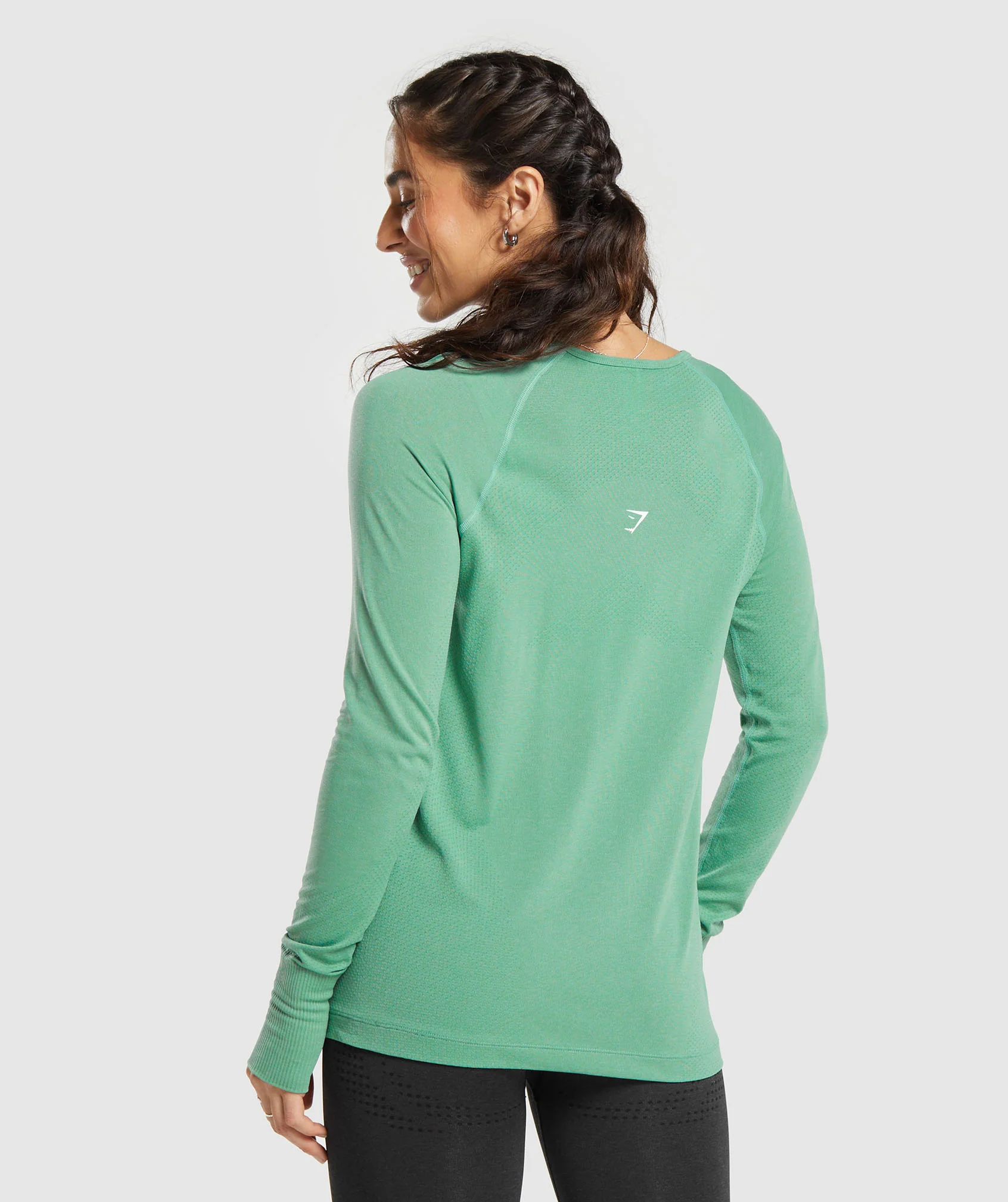 Gymshark Vital Seamless Light Long Sleeve Top - Lagoon Green Marl - Image 2