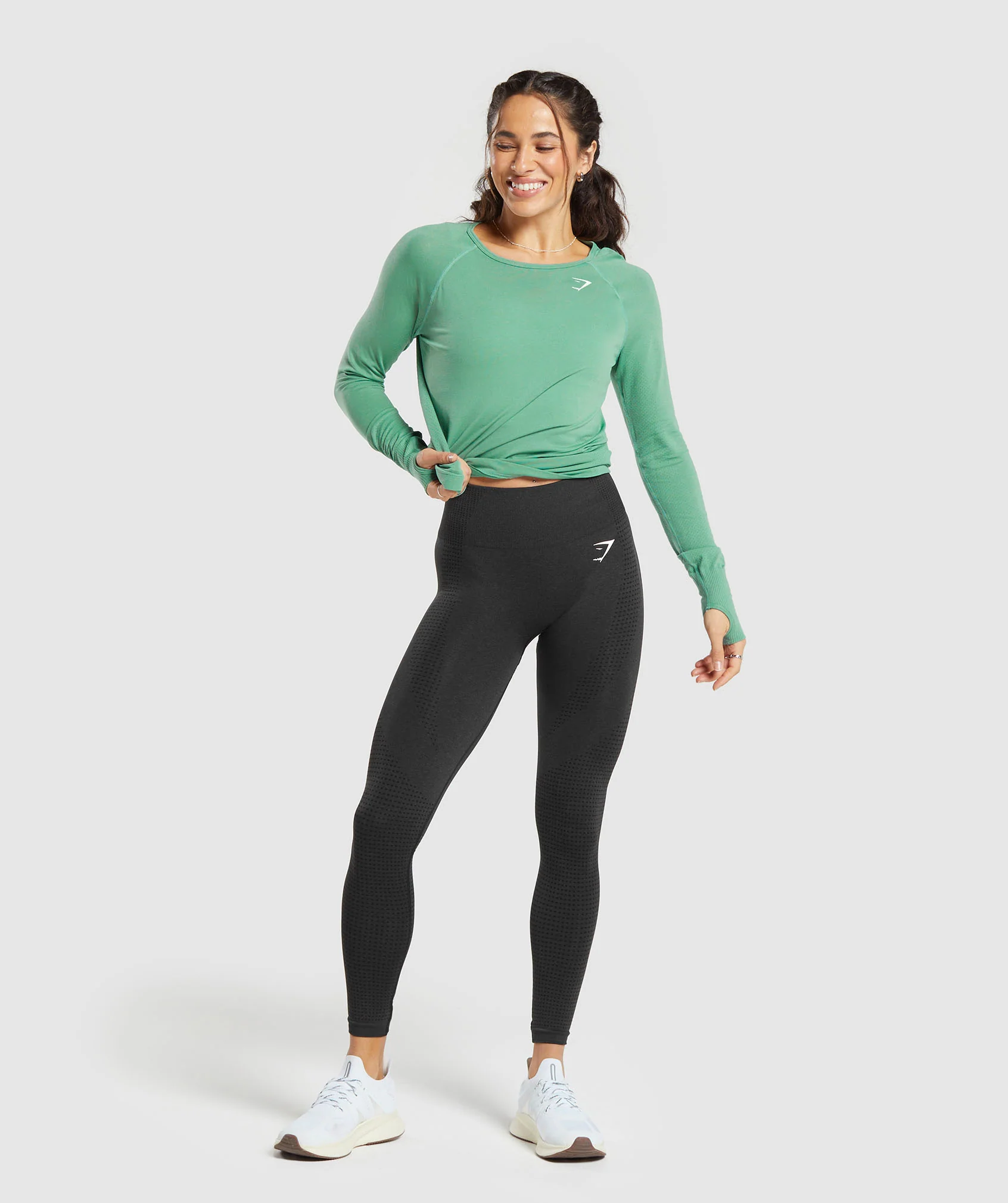 Gymshark Vital Seamless Light Long Sleeve Top - Lagoon Green Marl - Image 4
