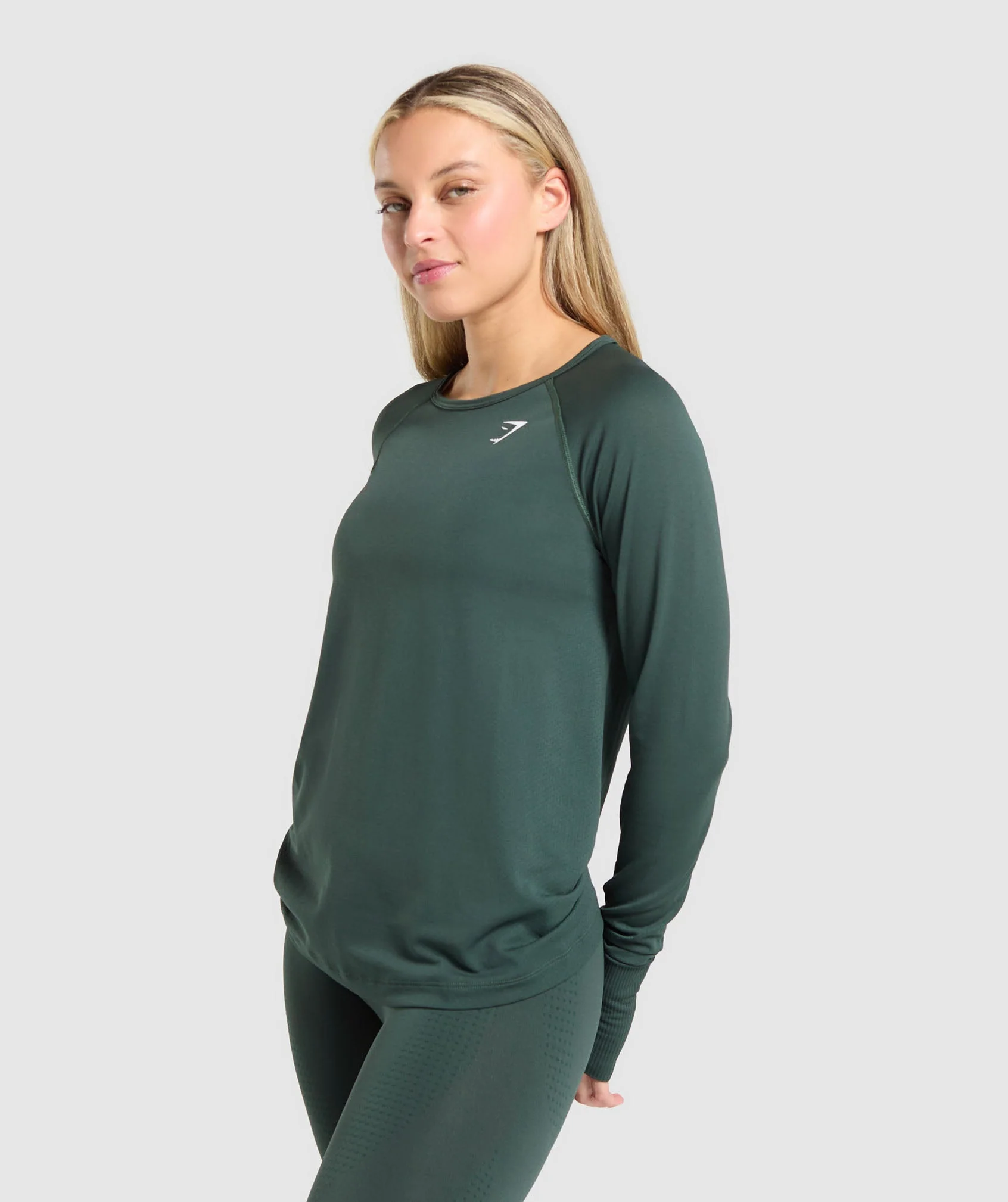 Gymshark Vital Seamless Light Long Sleeve Top - Woodland Green Marl - Image 4