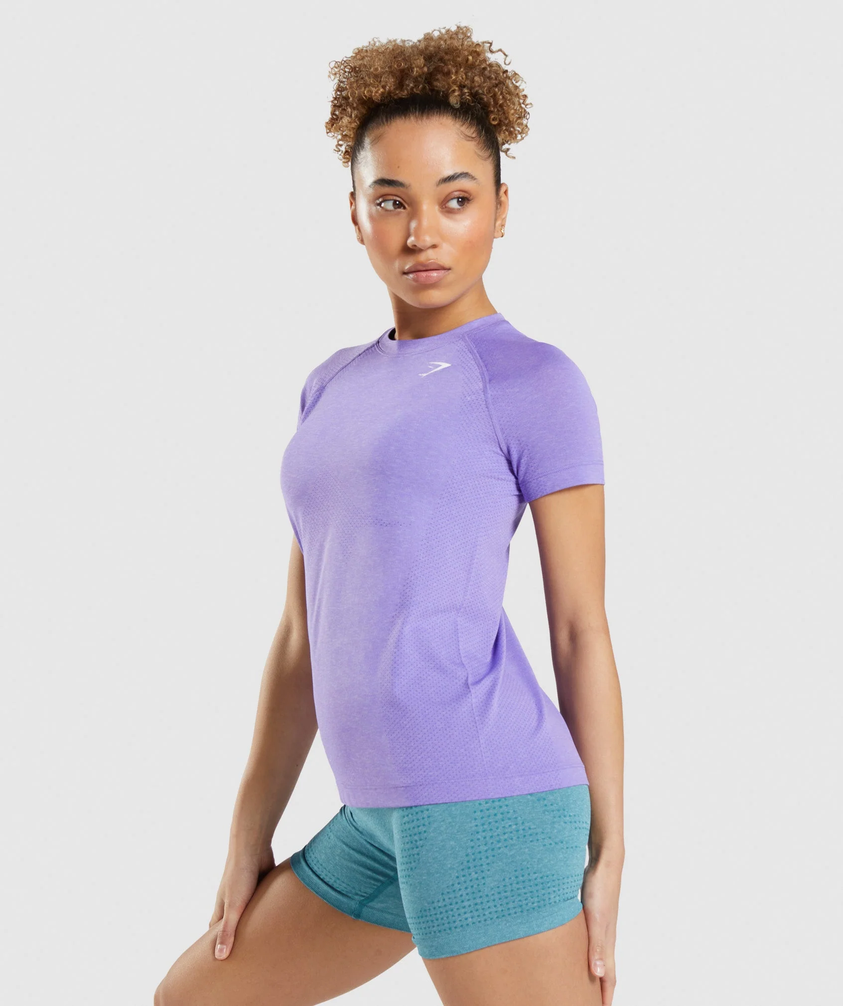 Gymshark Vital Seamless 2.0 Light T-Shirt - Bright Purple Marl - Image 3
