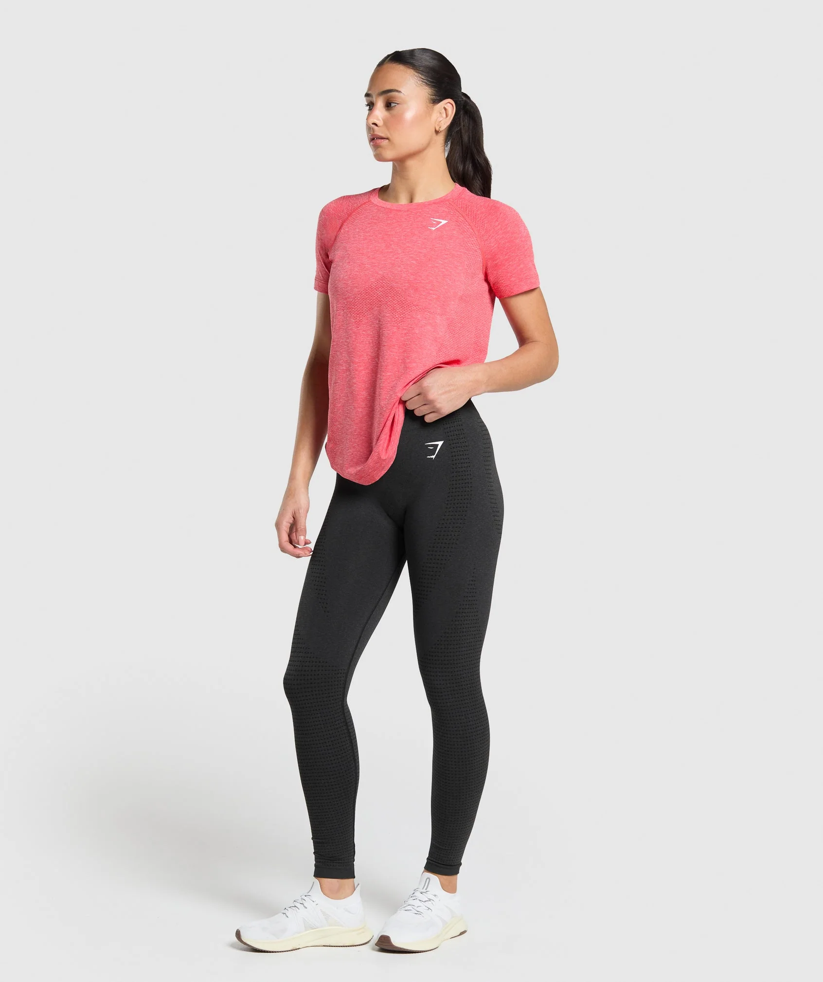 Gymshark Vital Seamless 2.0 Light T-Shirt - Coral Red/Marl - Image 5