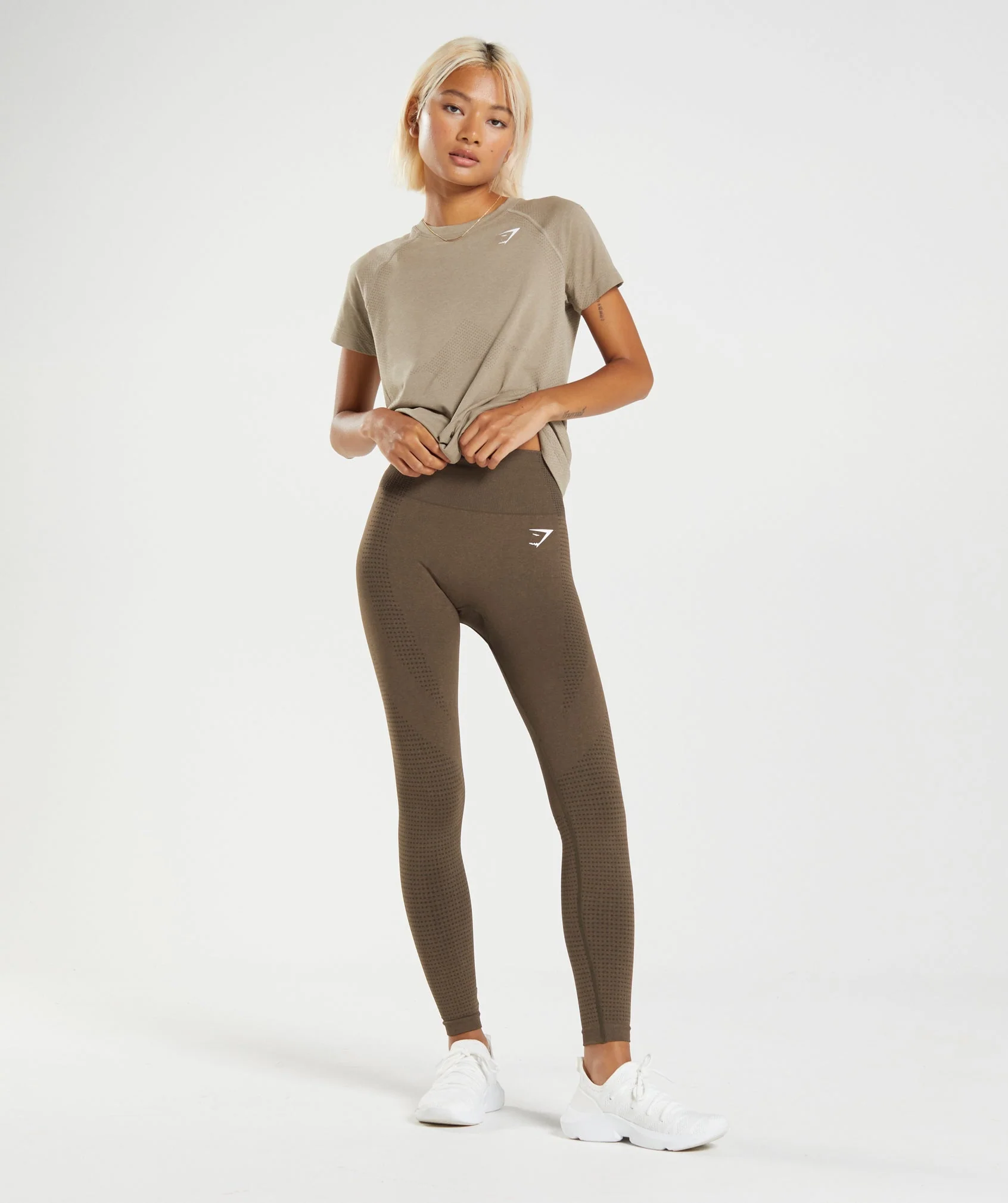 Gymshark Vital Seamless 2.0 Light T-Shirt - Vanilla Brown Marl - Image 5