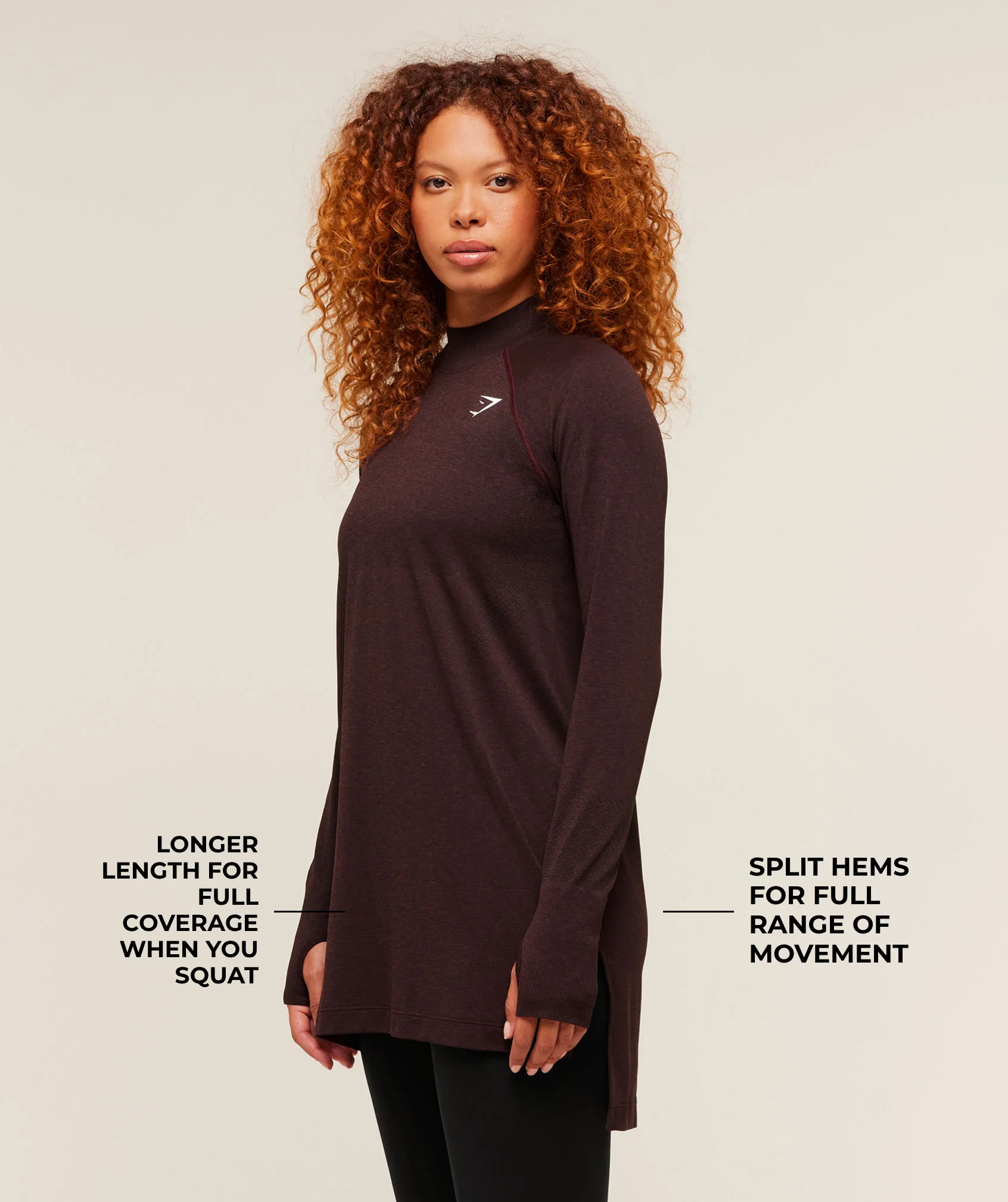 Gymshark Vital Long Line Top - Rich Maroon/Marl - Image 2