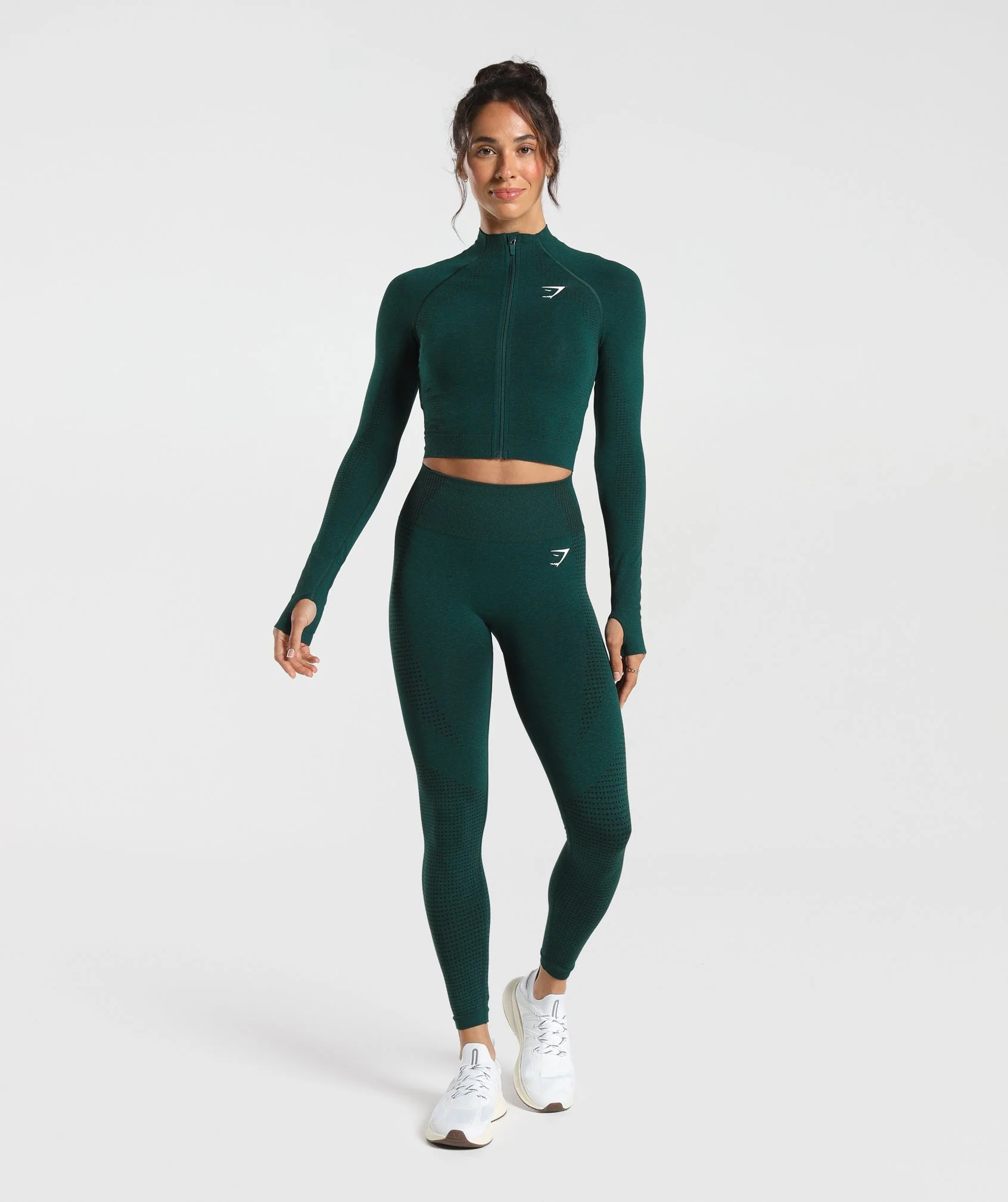 Gymshark Vital Seamless Midi Zip 2.0 Pullover - Deep Teal Marl - Image 4