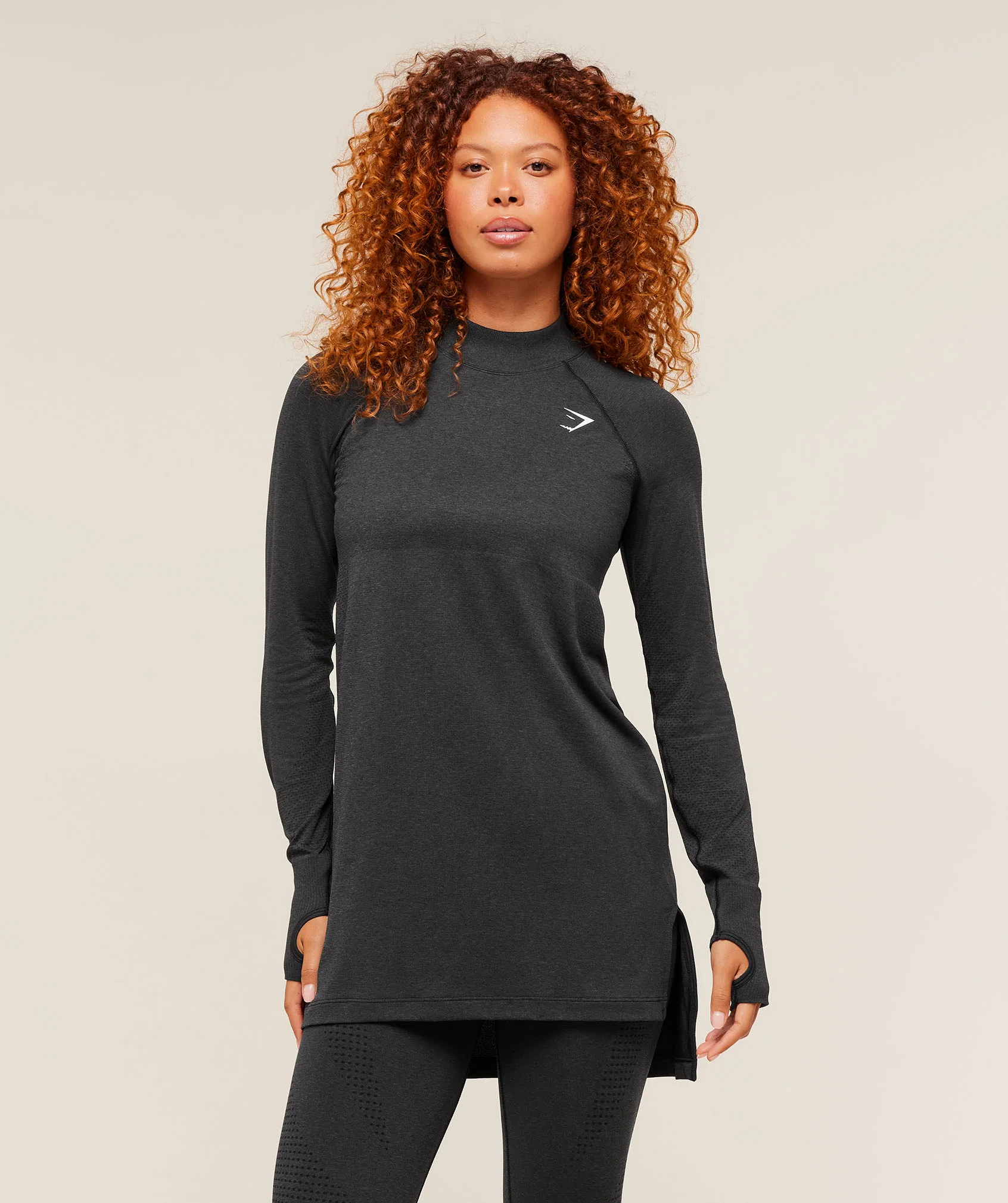 Gymshark Vital Long Line Top - Black Marl