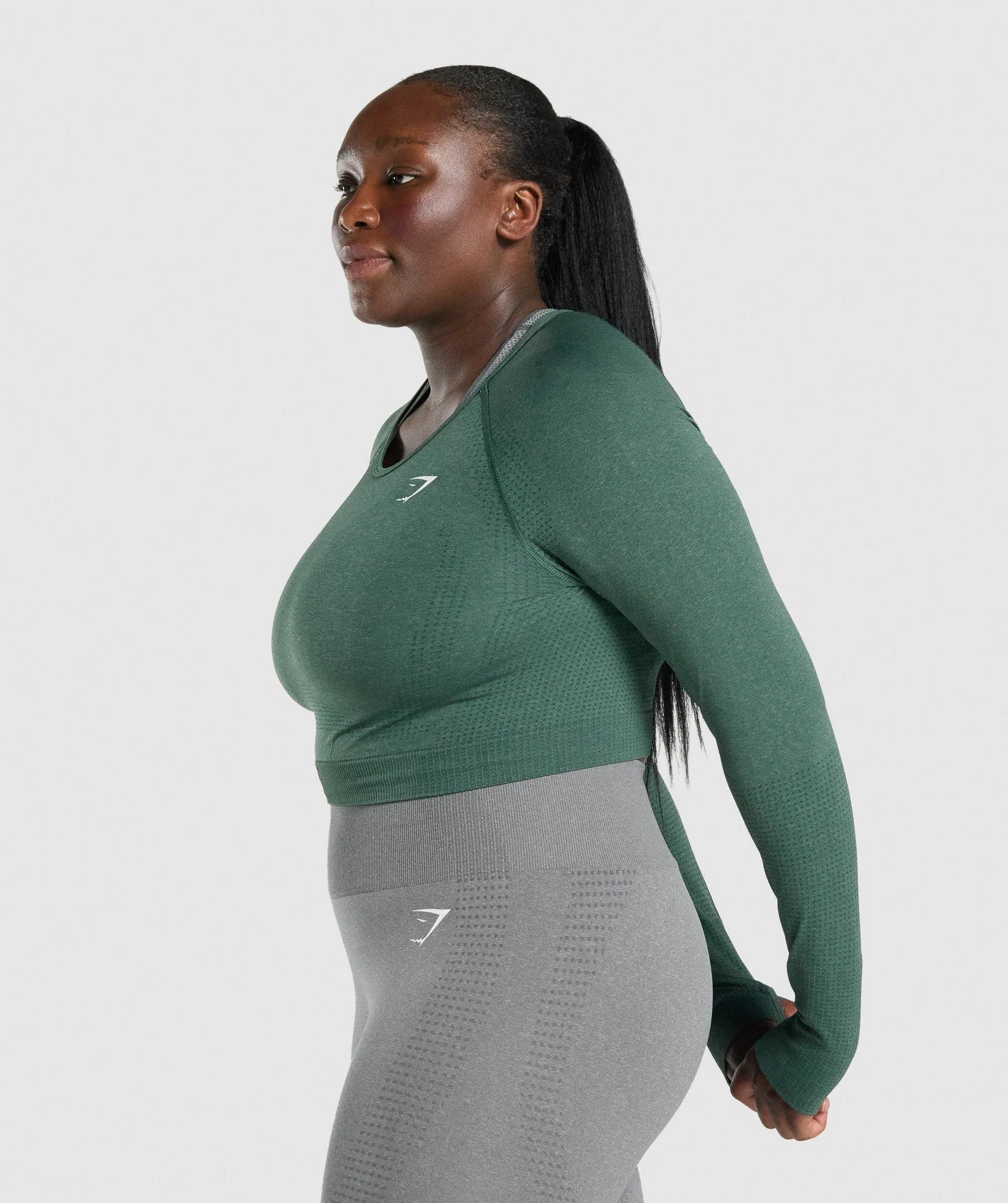 Gymshark Vital Crop Top - Dark Green Marl - Image 3