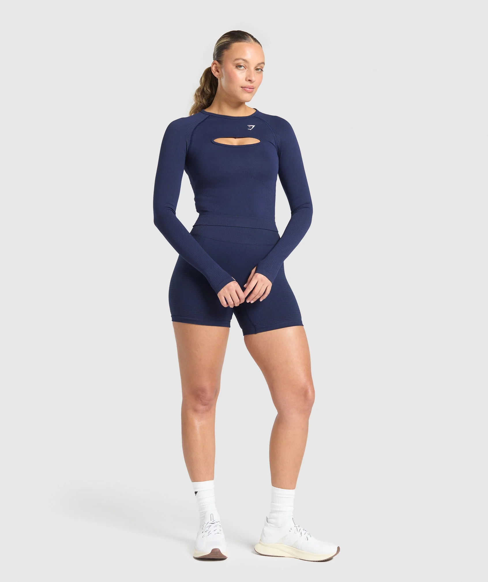 Gymshark Vital Long Sleeve Cut Out Top - Heavy Blue/Marl - Image 7