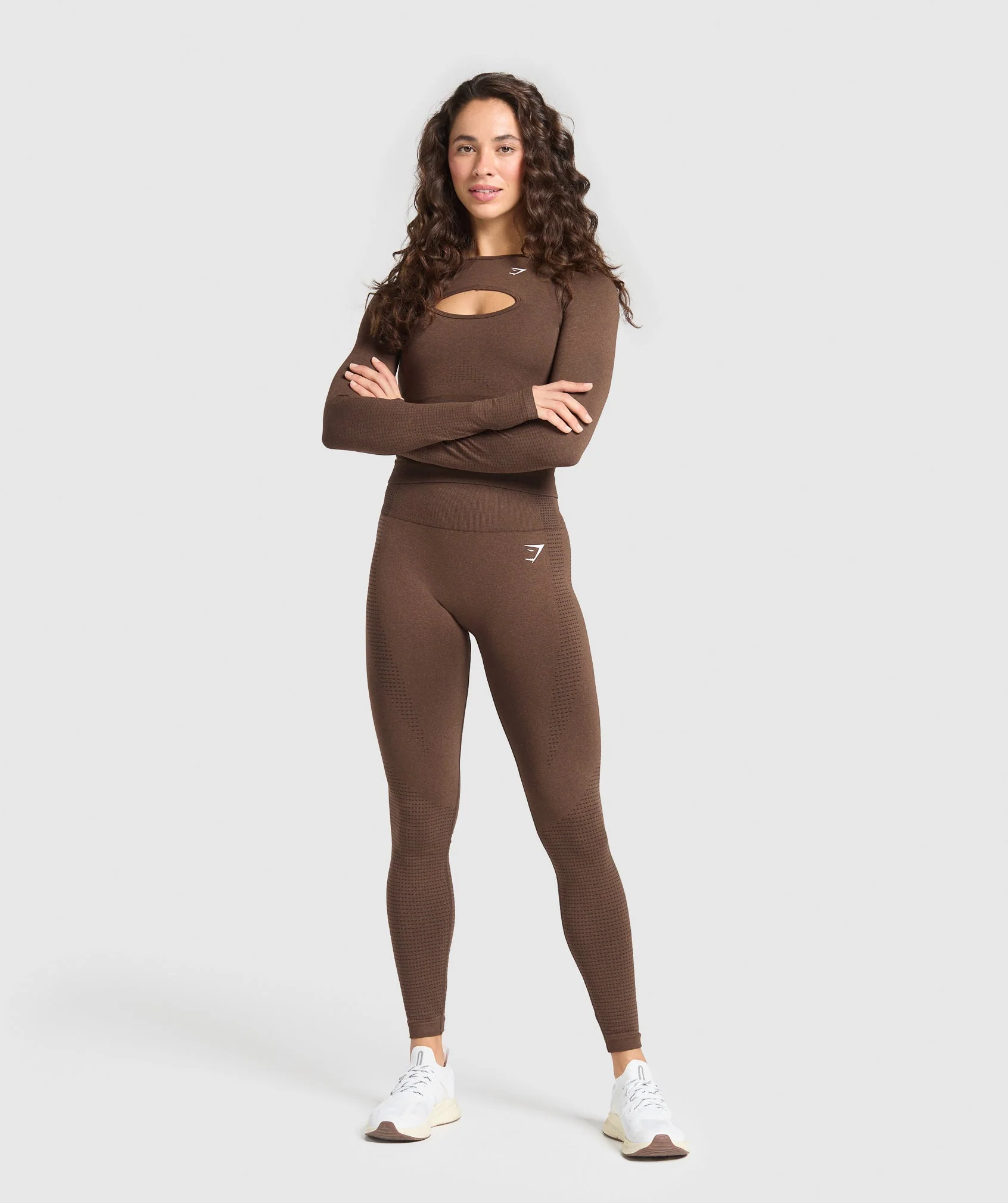 Gymshark Vital Long Sleeve Cut Out Top - Espresso Marl - Image 7