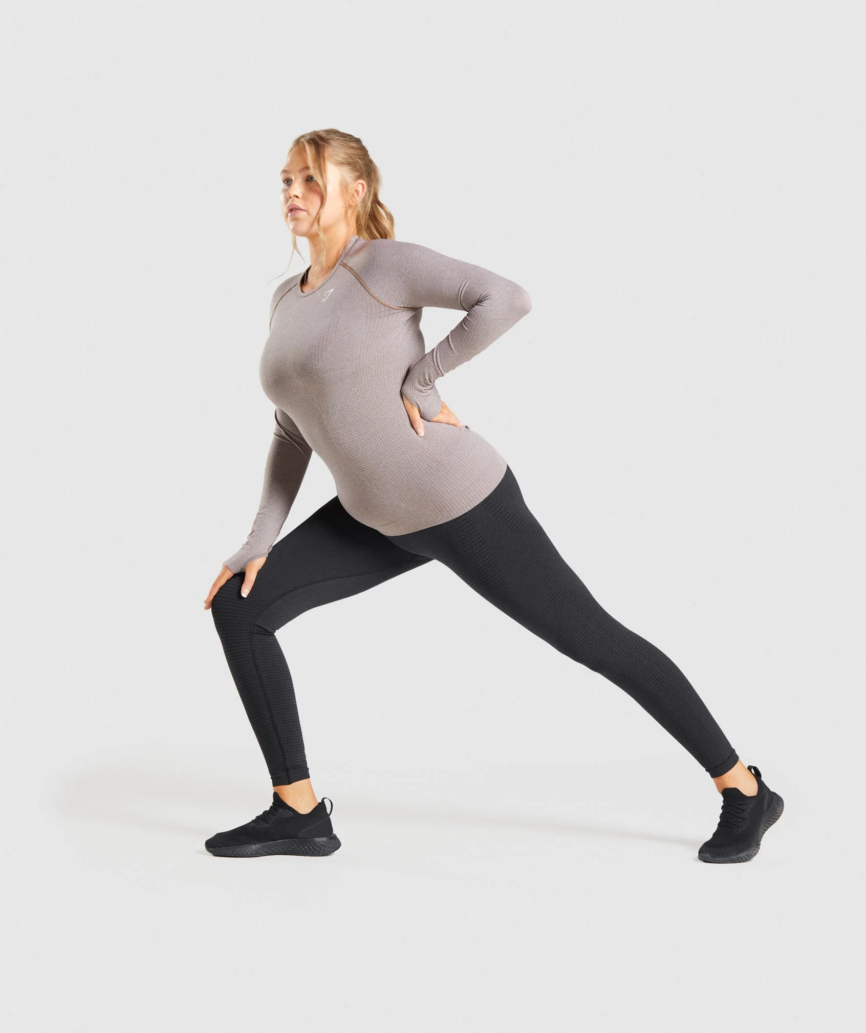 DNU - Gymshark Vital Seamless 2.0 Long Sleeve Top - Taupe Marl - Image 4