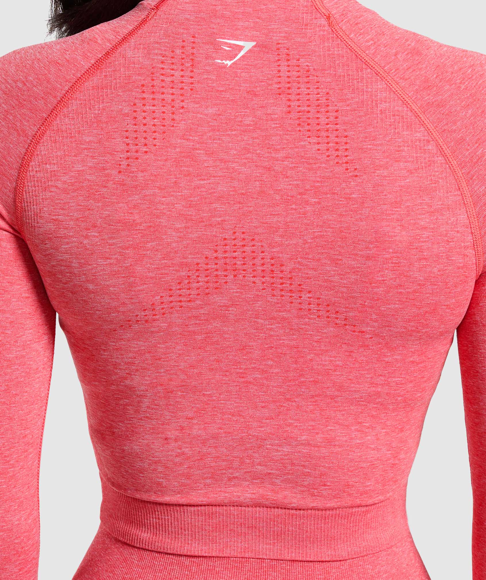 Gymshark Vital Seamless Midi Zip 2.0 Pullover - Coral Red/Marl - Image 4