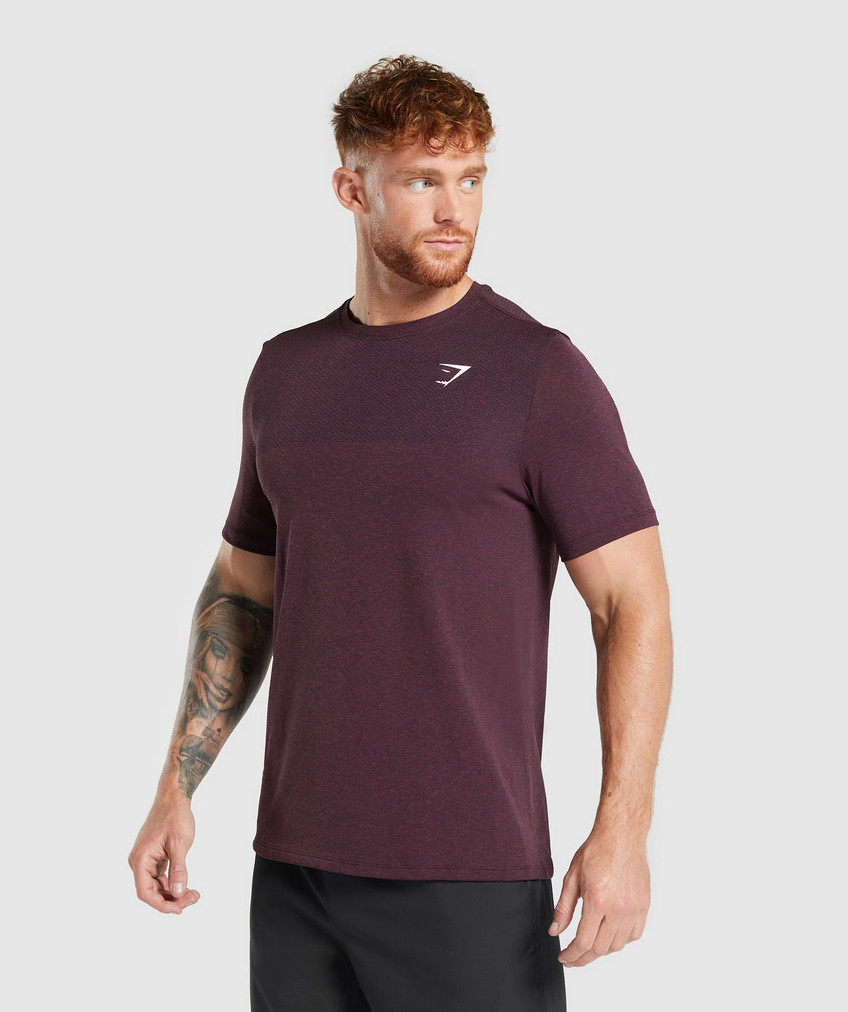 Gymshark Vital T-Shirt - Winter Burgundy/Black Marl - Image 3
