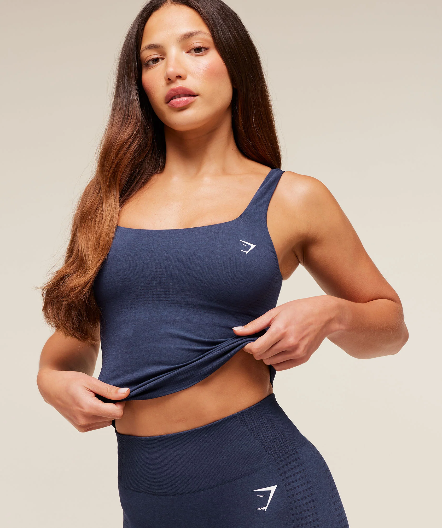 Gymshark Vital Tank With Shelf - Heavy Blue/Marl - Image 7
