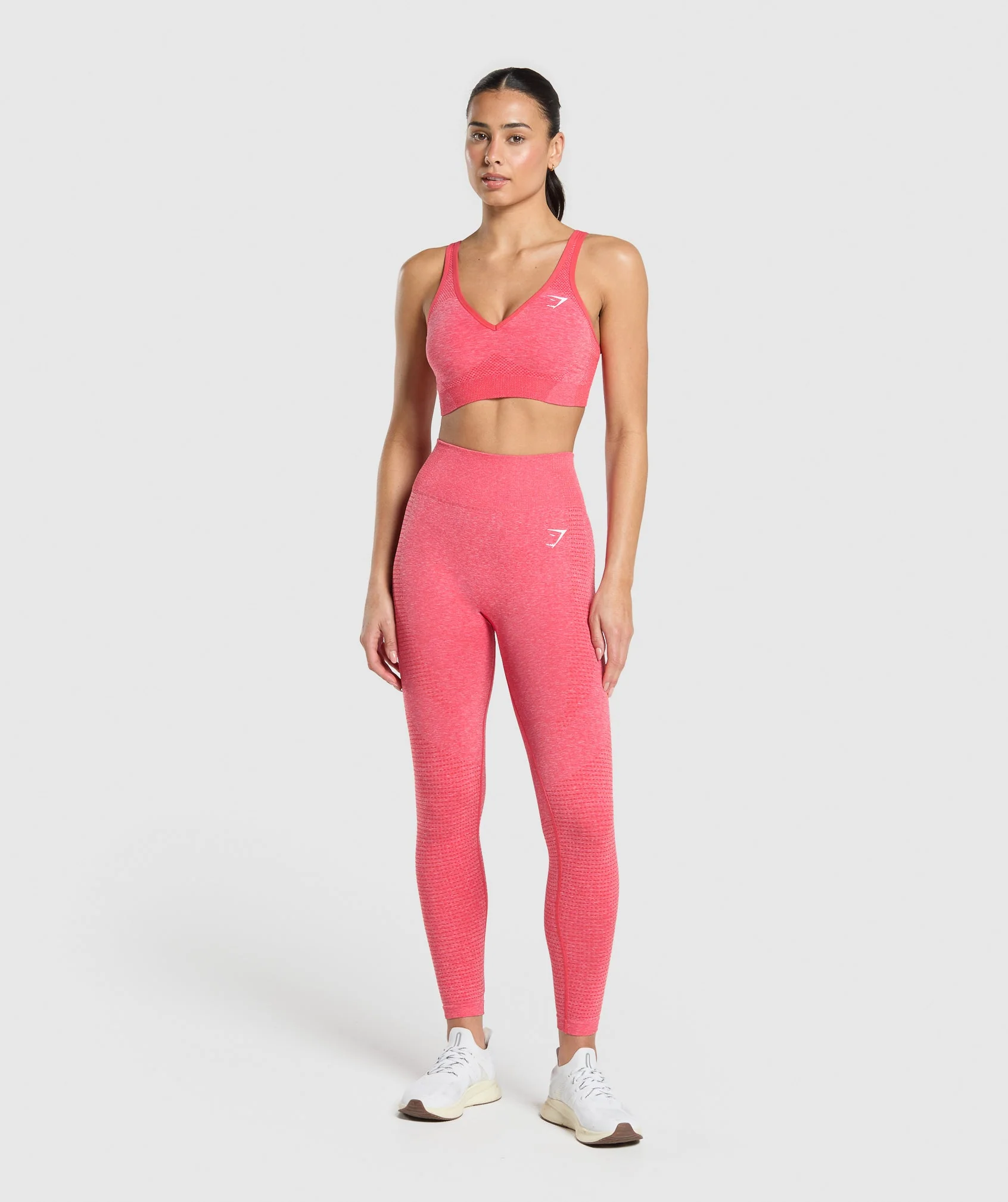 Gymshark Vital V Neck Sports Bra - Coral Red/Marl - Image 6