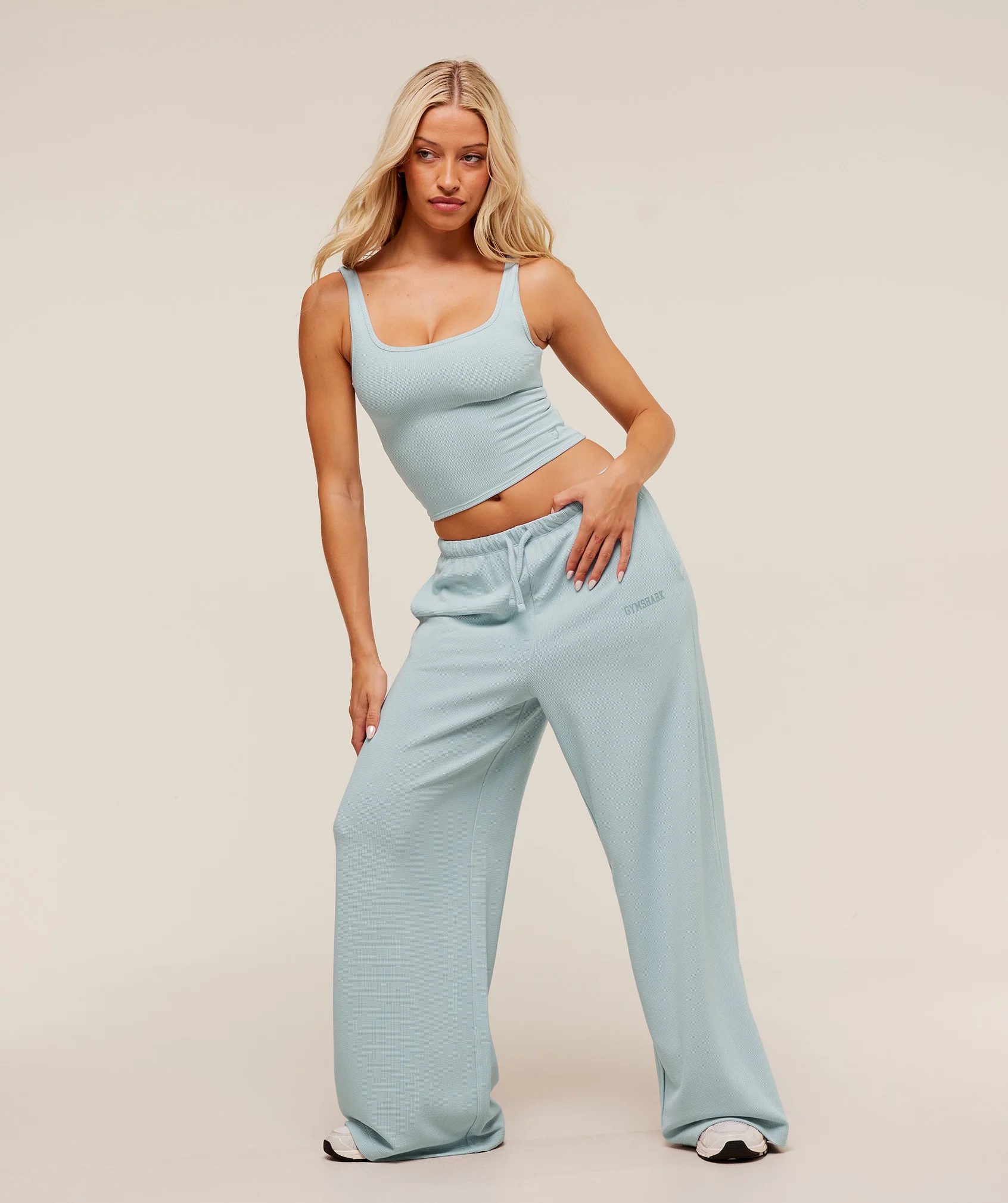Gymshark Waffle Cropped Tank - Smoke Blue - Image 4