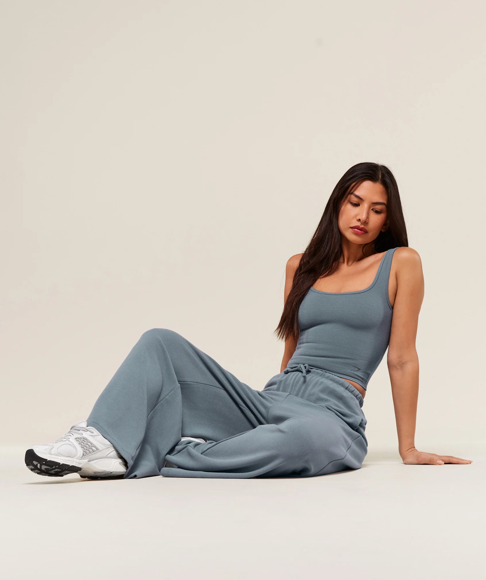 Gymshark Waffle Cropped Tank - Iron Blue - Image 4