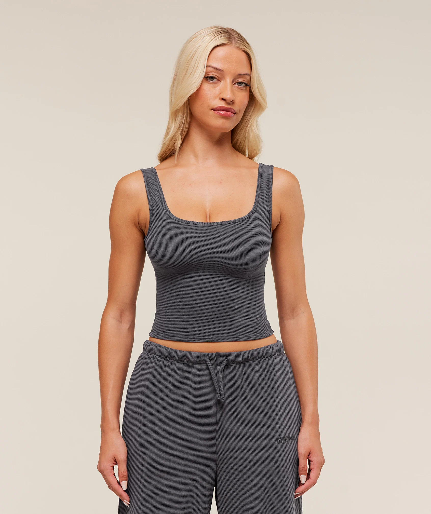 Gymshark Waffle Cropped Tank - Grey