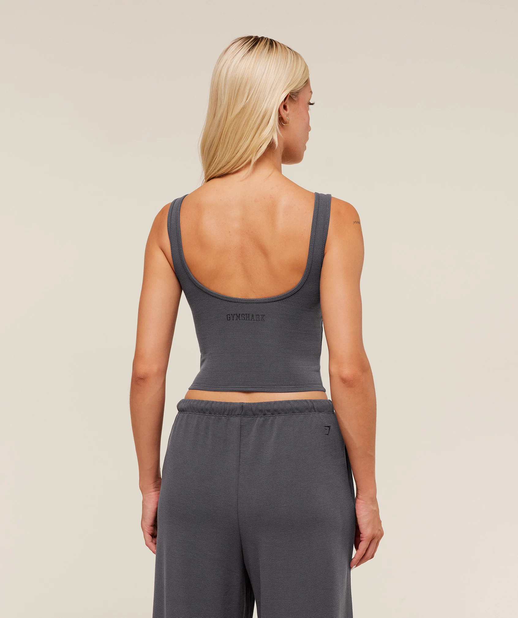 Gymshark Waffle Cropped Tank - Grey - Image 2