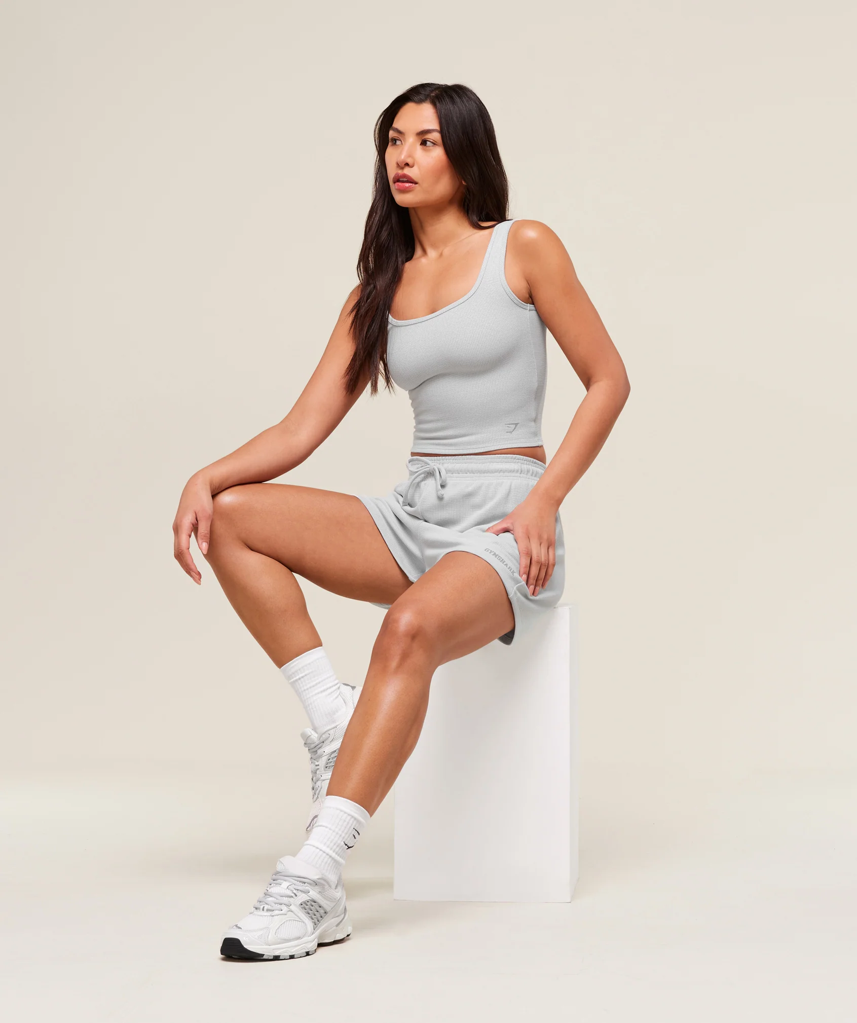 Gymshark Waffle Cropped Tank - Light Grey - Image 6