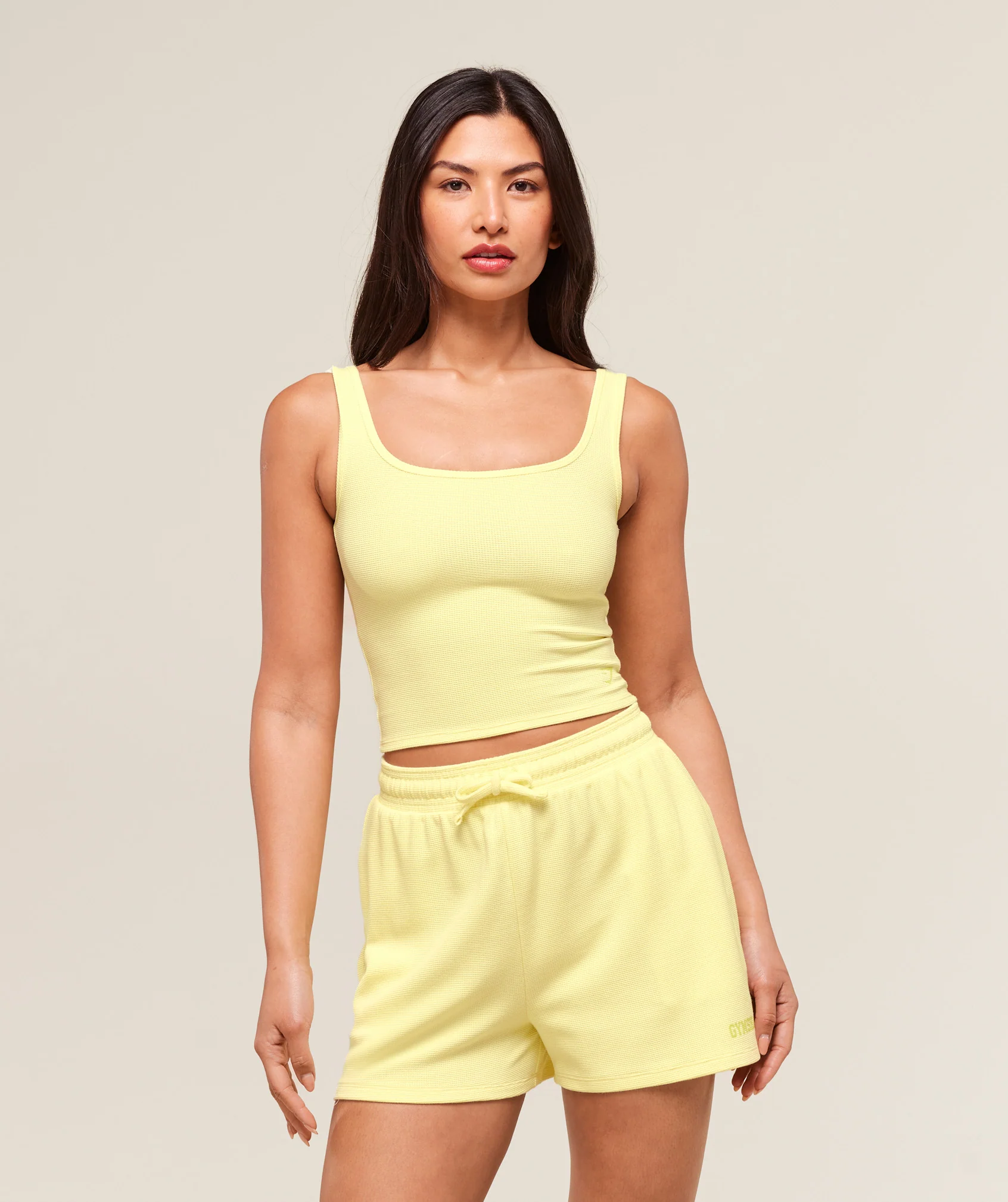 Gymshark Waffle Cropped Tank - Refresh Yellow