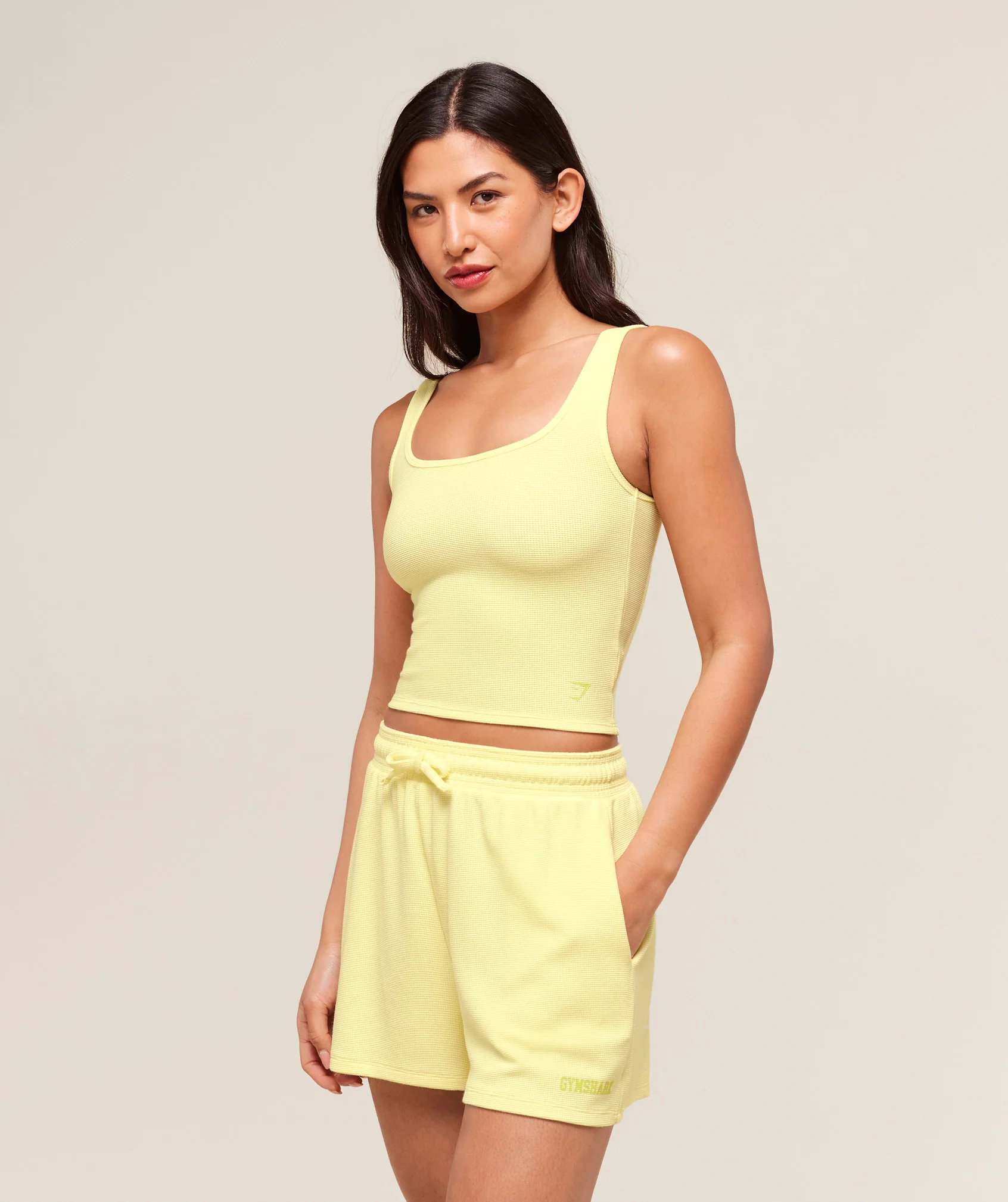 Gymshark Waffle Cropped Tank - Refresh Yellow - Image 3